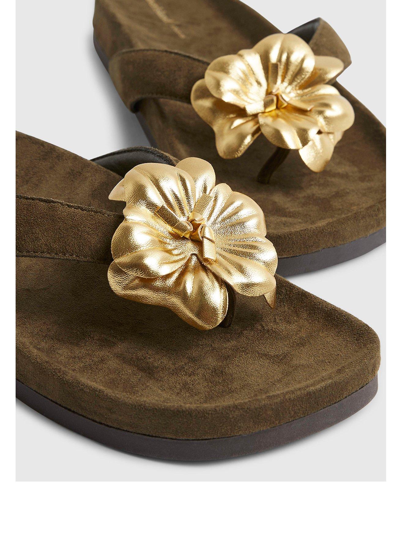 Image 2 of 4 of River Island Flower Toe Thong Flat Sandals