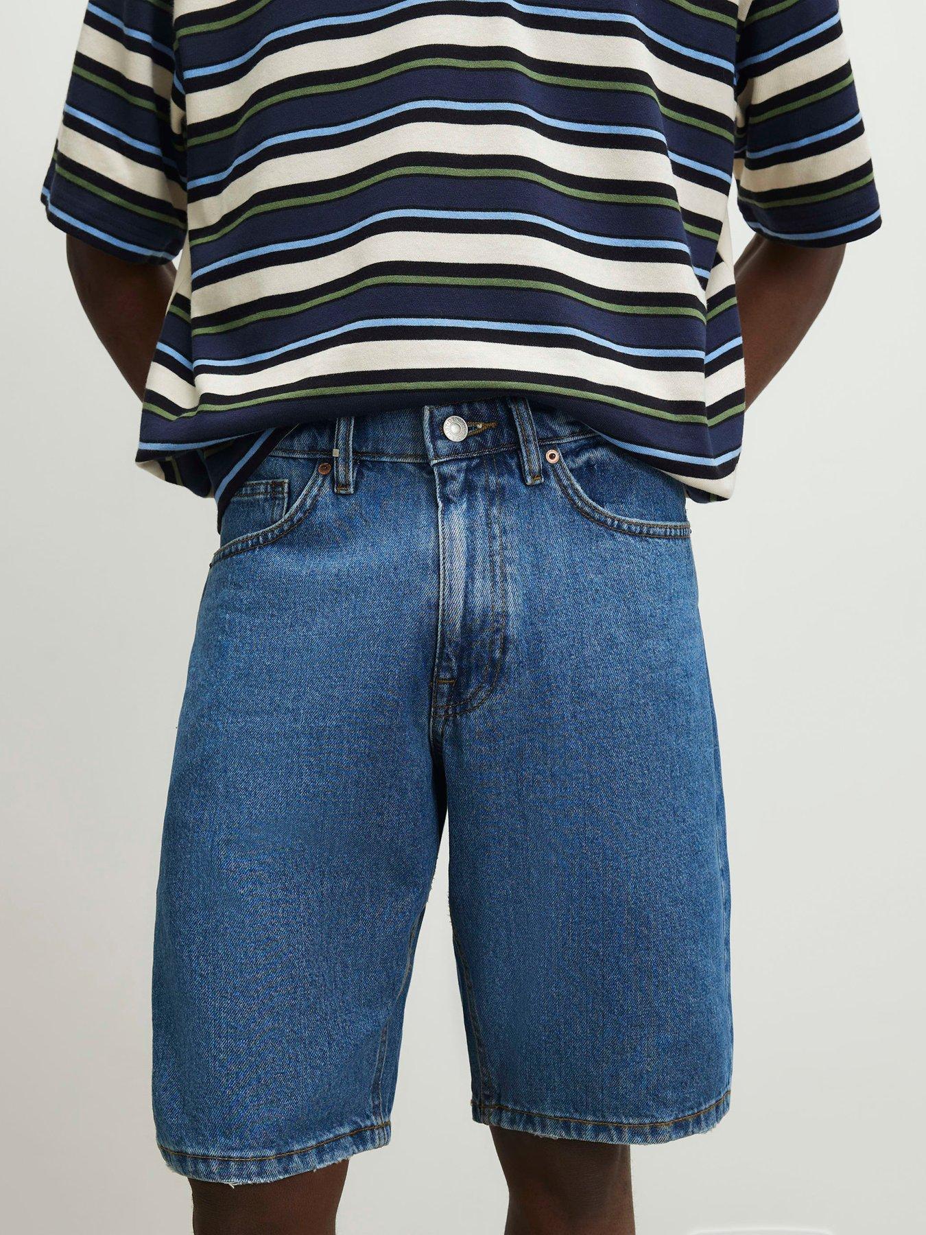 River Island Regular Fit Denim Shorts, Blue, Size 32, Men