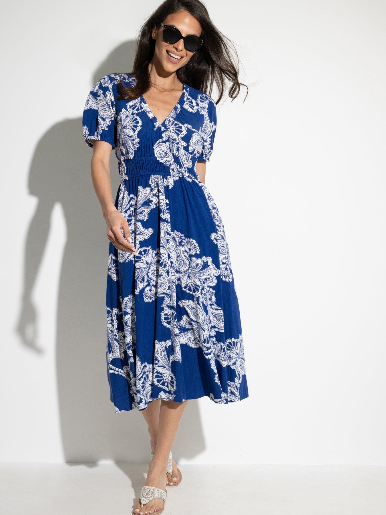 Pour Moi Danielle Elasticated Chanel Tiered Midi Dress