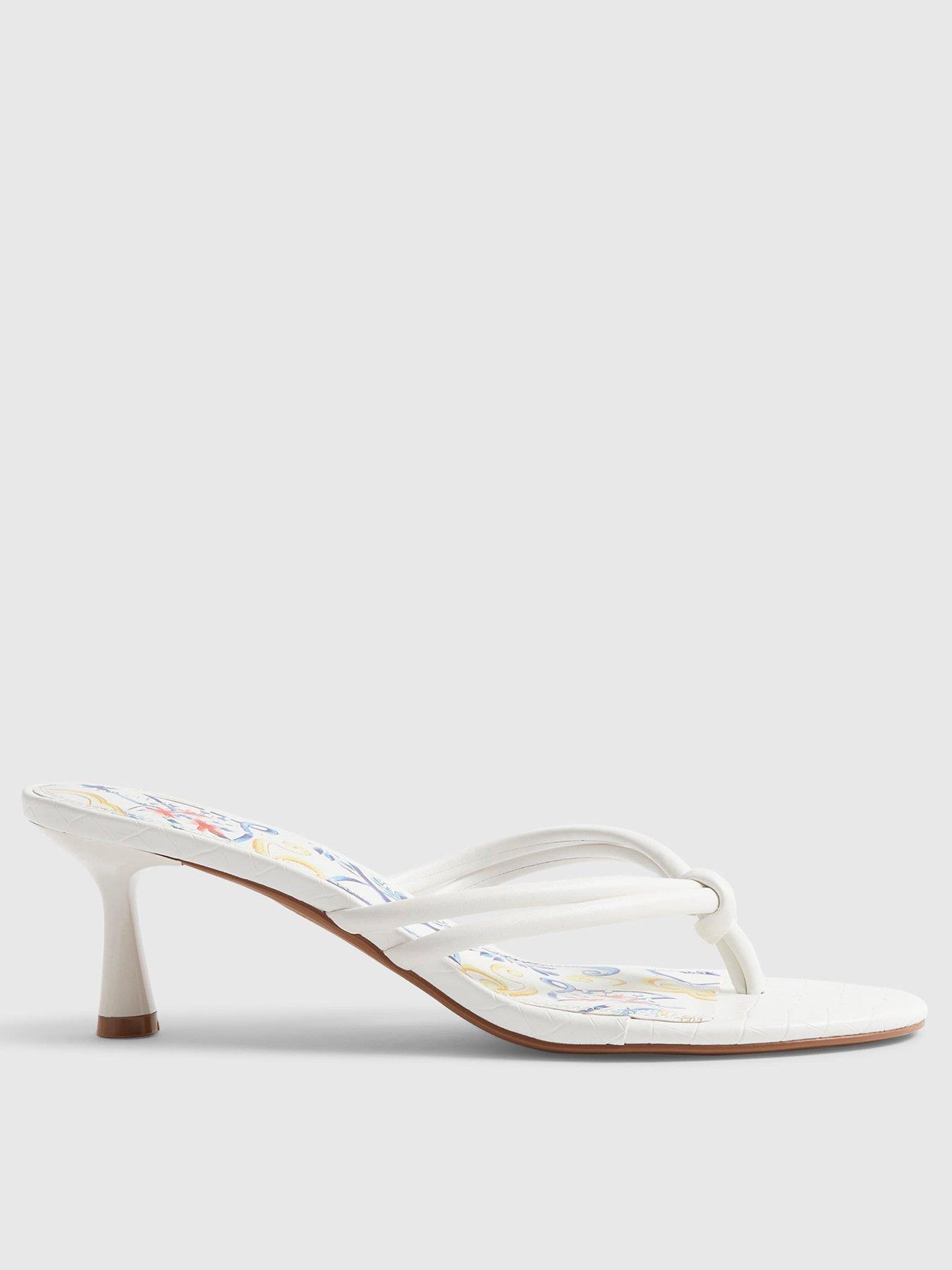 River Island Printed Sole Heeled Sandals - White