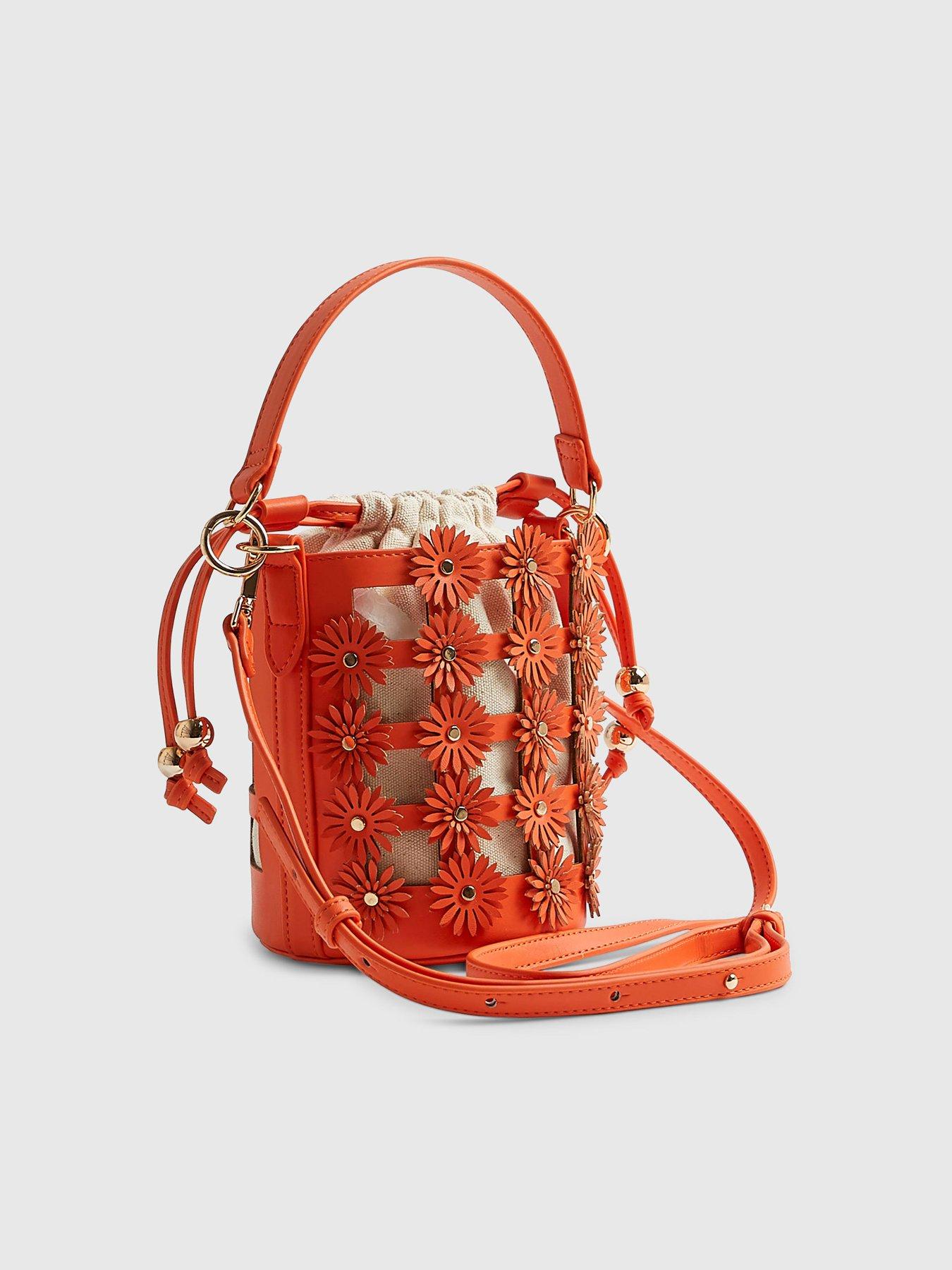 Image 3 of 5 of River Island 3d Floral Cut Out Bucket Bag - Orange