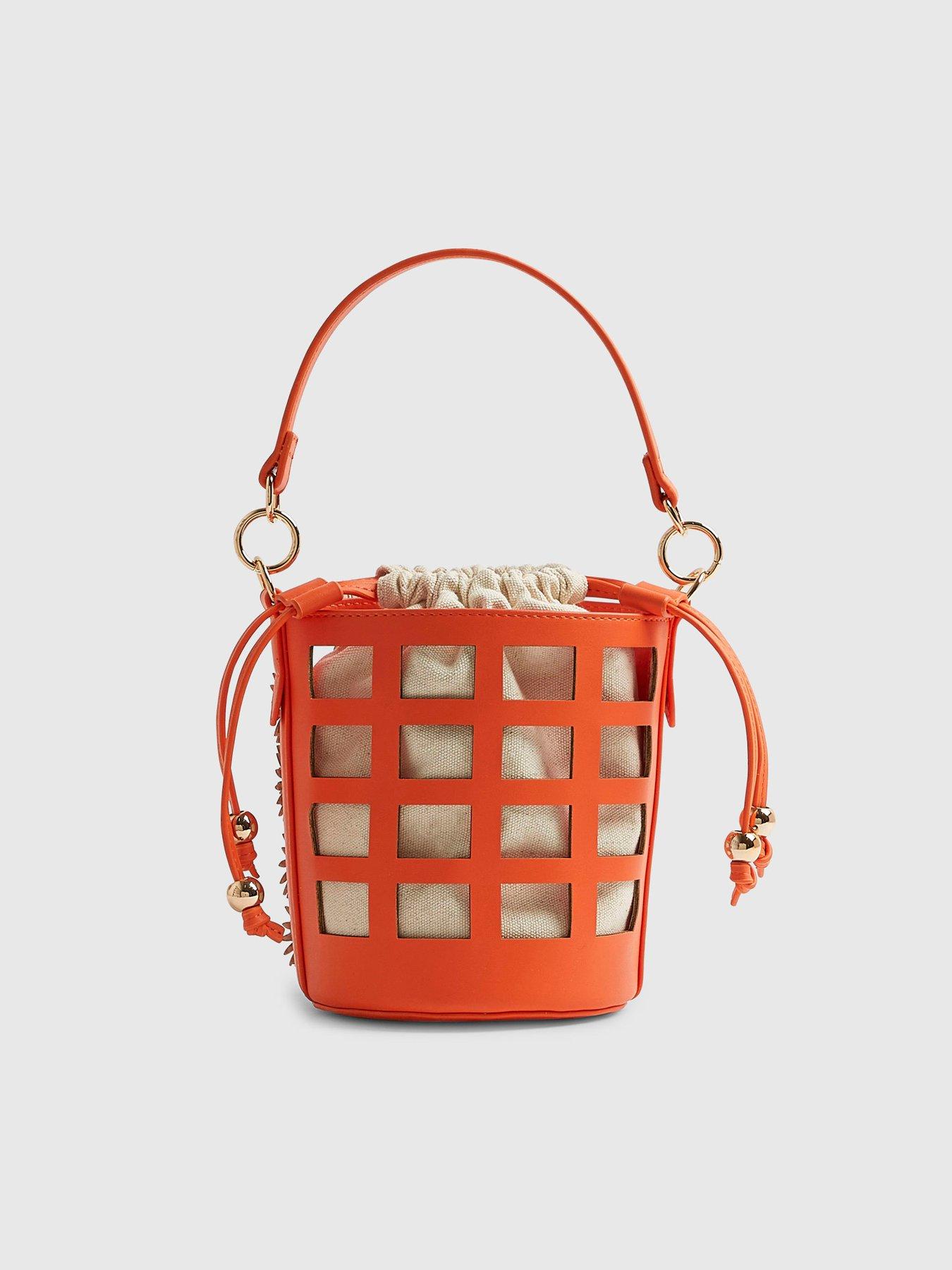 Image 4 of 5 of River Island 3d Floral Cut Out Bucket Bag - Orange