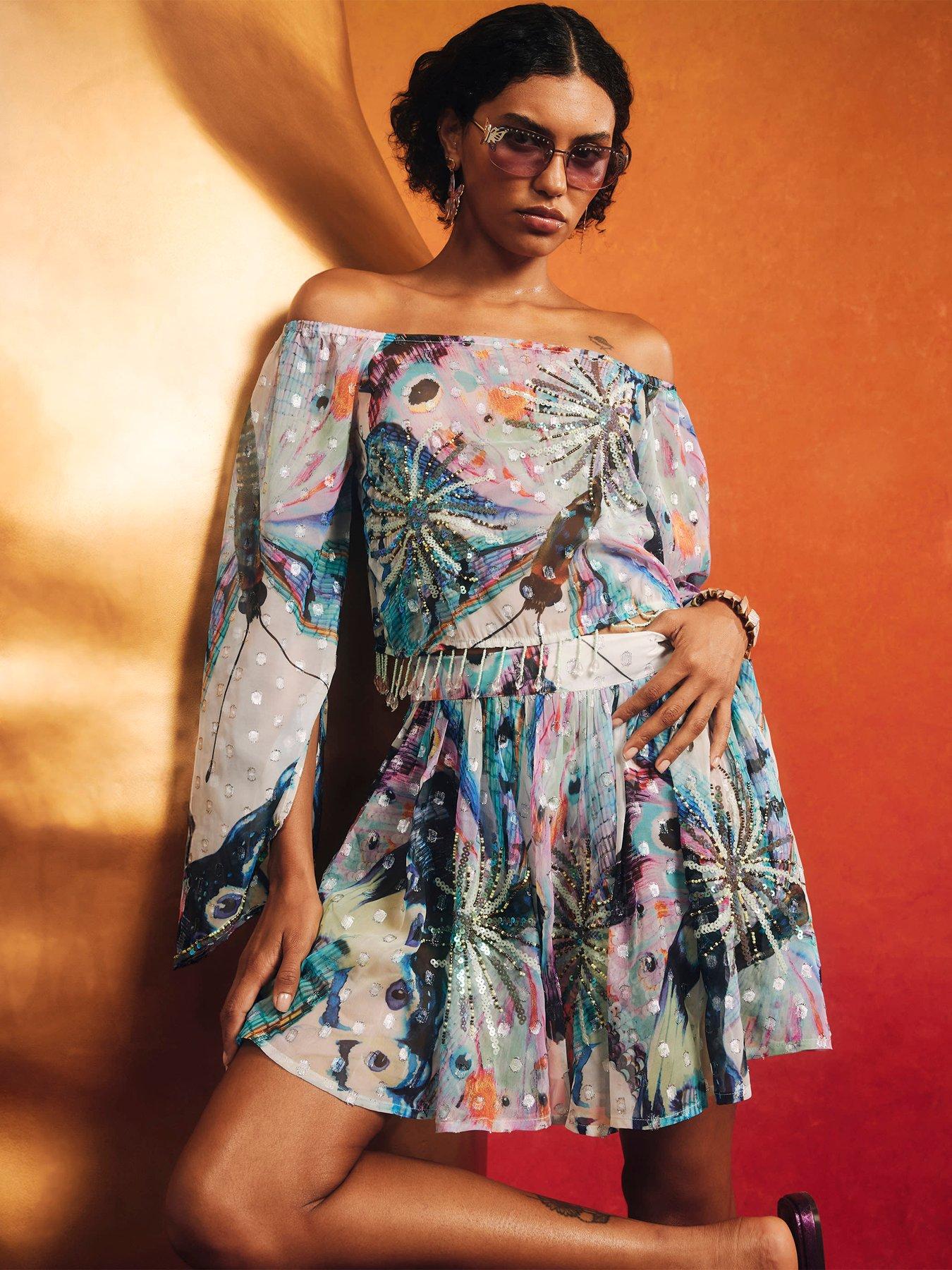 river island embroidered panel skater dress BELLA FLOR EMBROIDERED CAFTAN X FREE PEOPLE, hand made