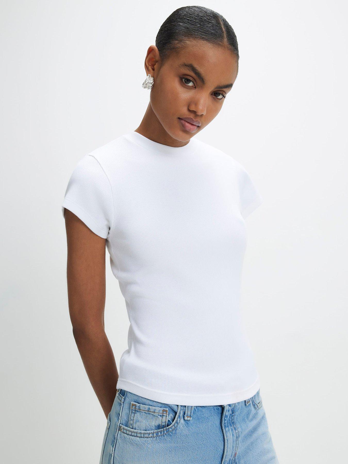 River Island White and Black Ribbed Fitted T-shirt Multipack