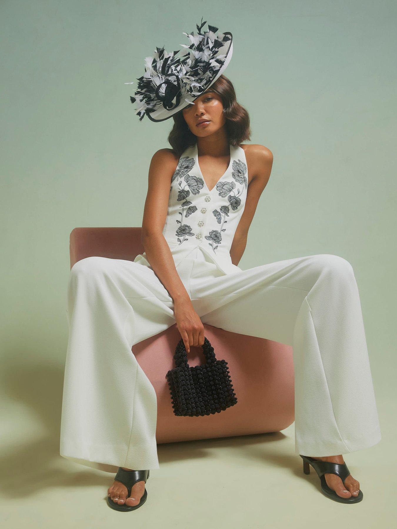 River Island Premium Halter Embroidered Jumpsuit