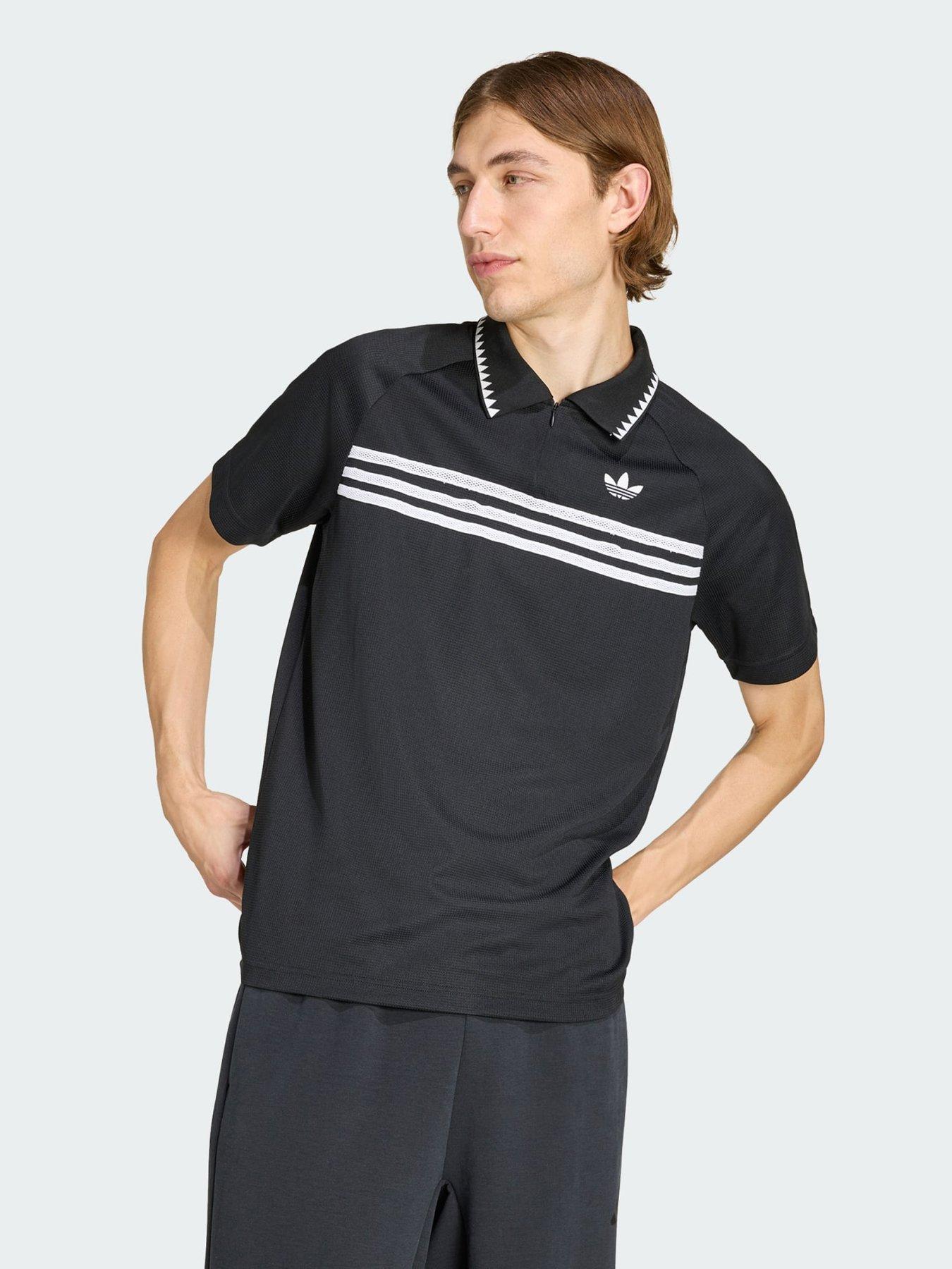 adidas Originals Chest Stripes Slim Polo Shirt, Black, Size Xs, Men