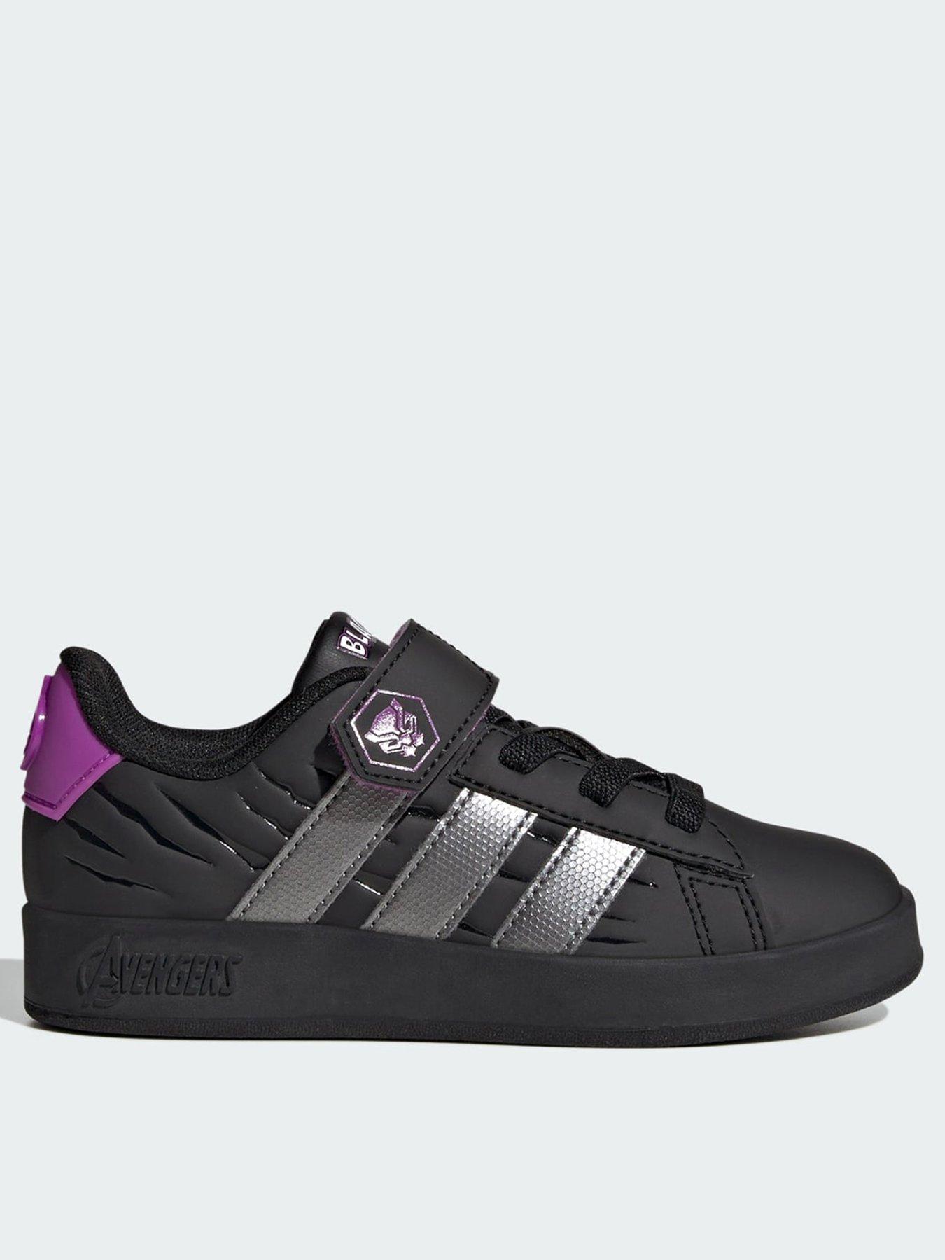 adidas Marvel Avengers Grand Court Shoes Kids, Black/Silver, Size 2 Older