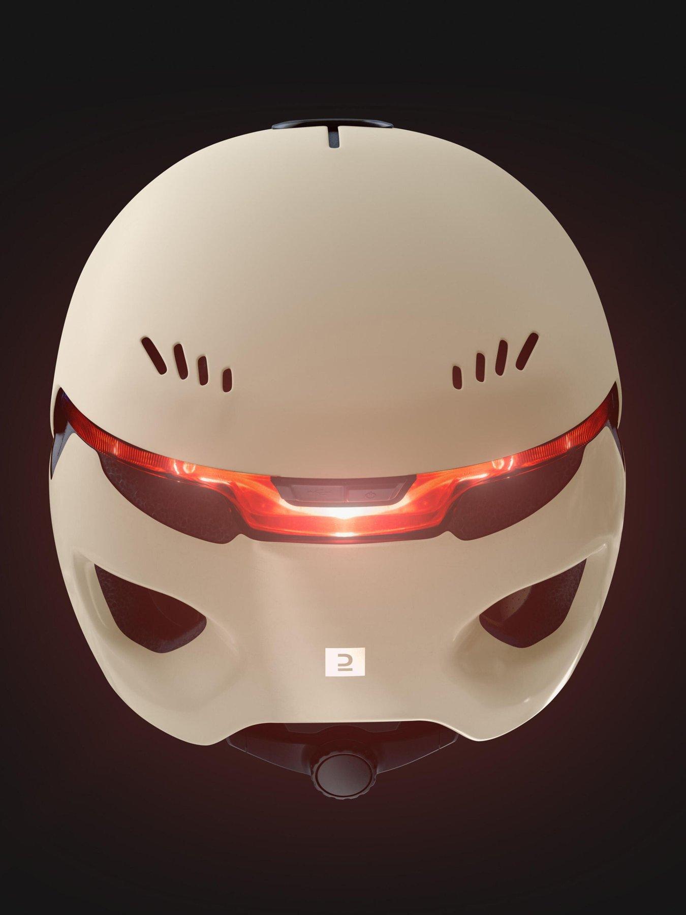 Image 3 of 6 of Decathlon City Cycling Helmet with Visor and Rear Light 900 - Beige