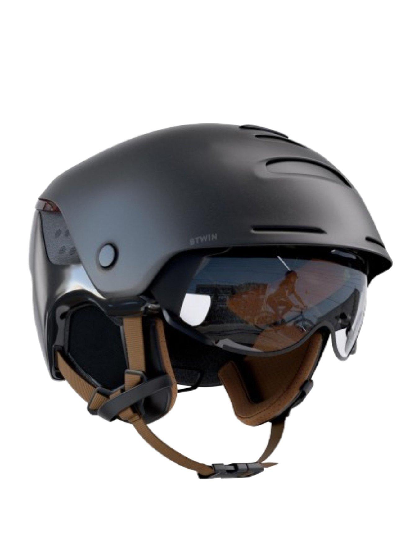 Image 1 of 6 of Decathlon City Cycling Helmet with Visor and Rear Light 900 - Black