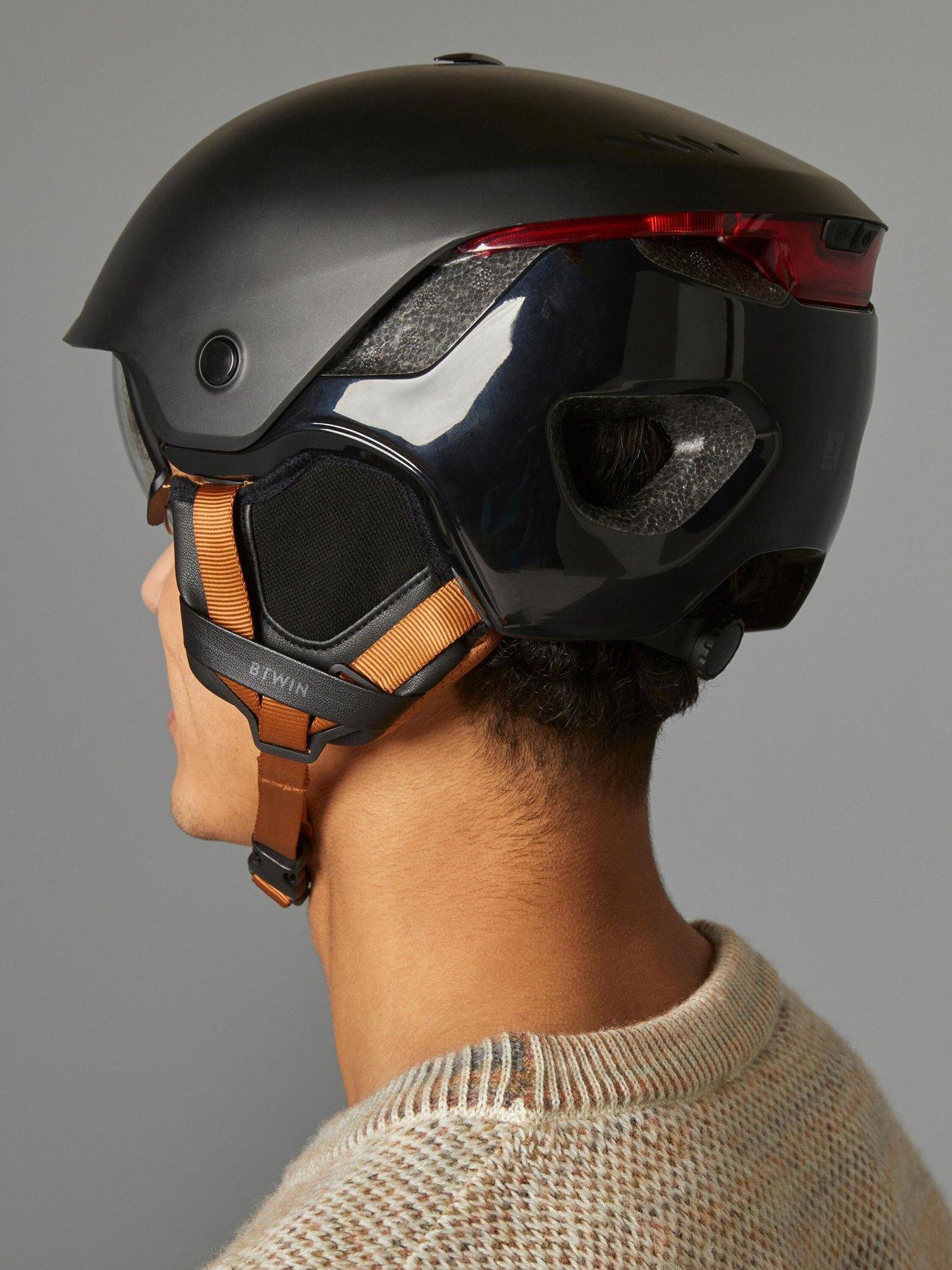 Image 5 of 6 of Decathlon City Cycling Helmet with Visor and Rear Light 900 - Black