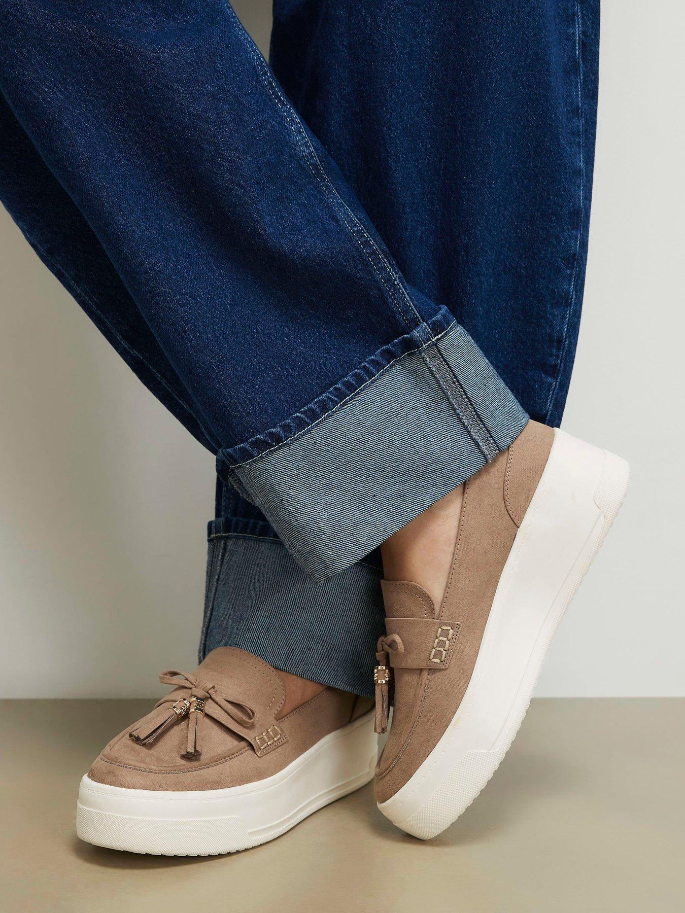 River Island Faux Suede Platform Tassel Trainers