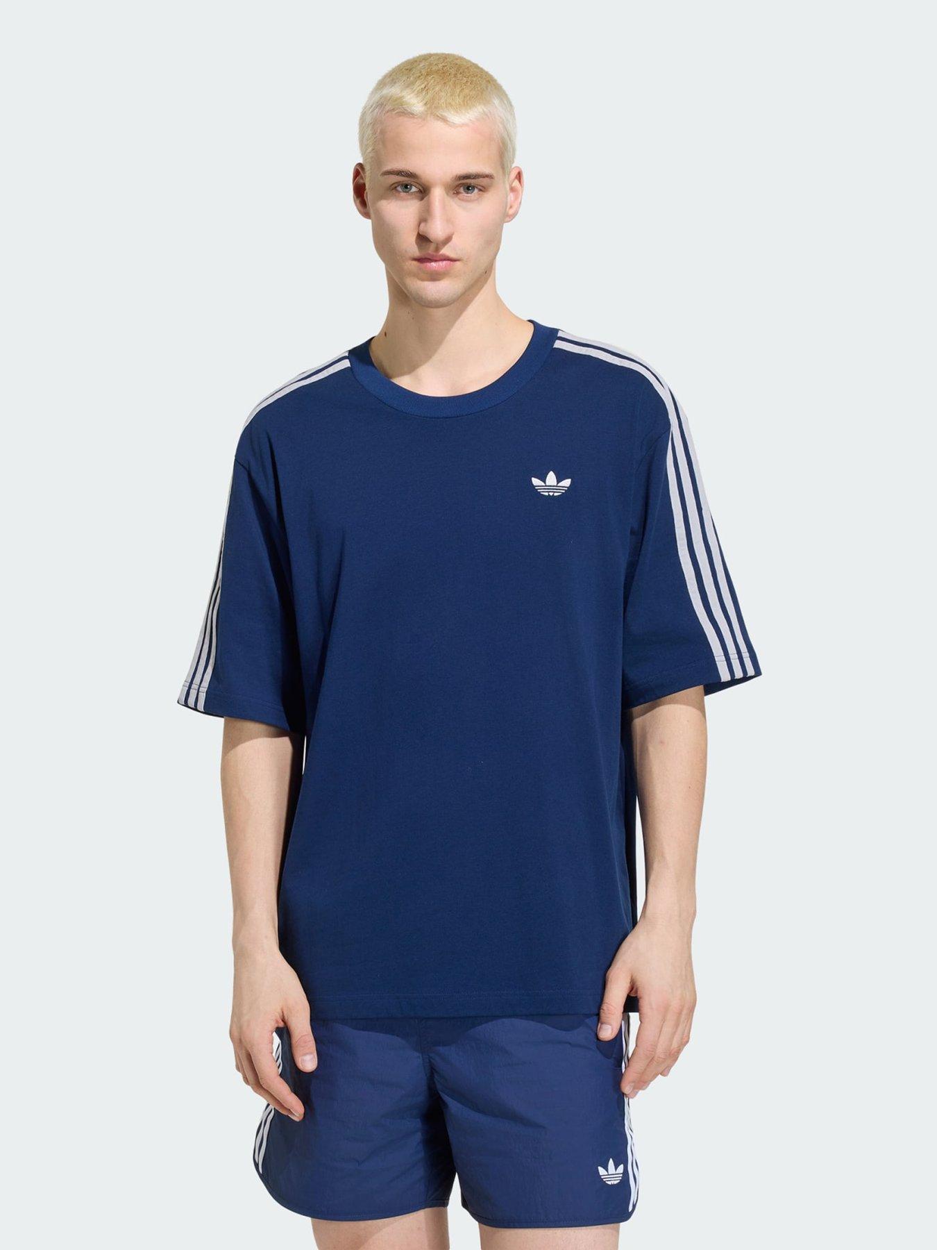 adidas Originals ADICOLOR 3-STRIPES OVERSIZED TEE, Blue, Size Xs, Men