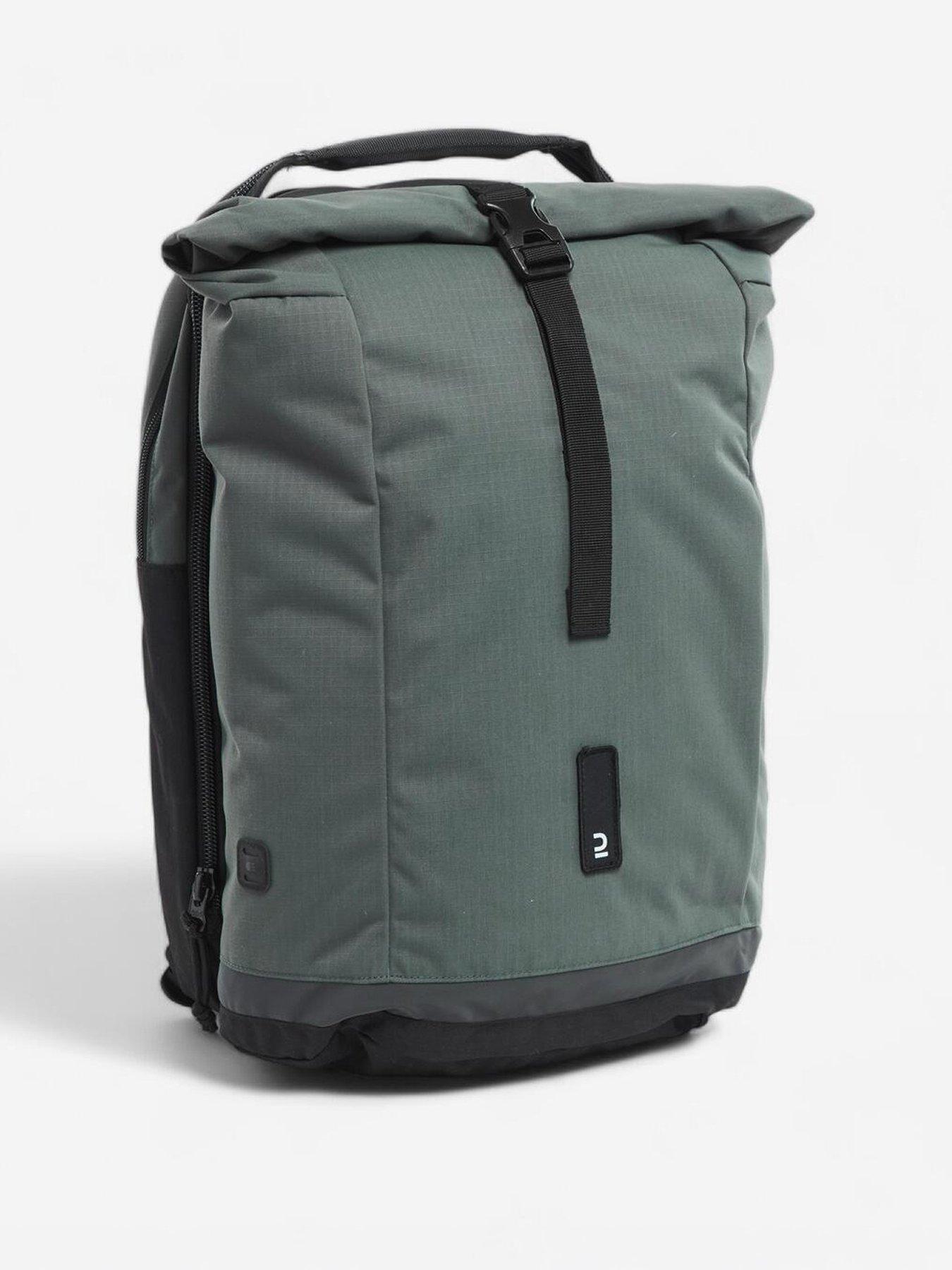 Decathlon Cycling Double Pannier Rack Backpack - Green/Grey