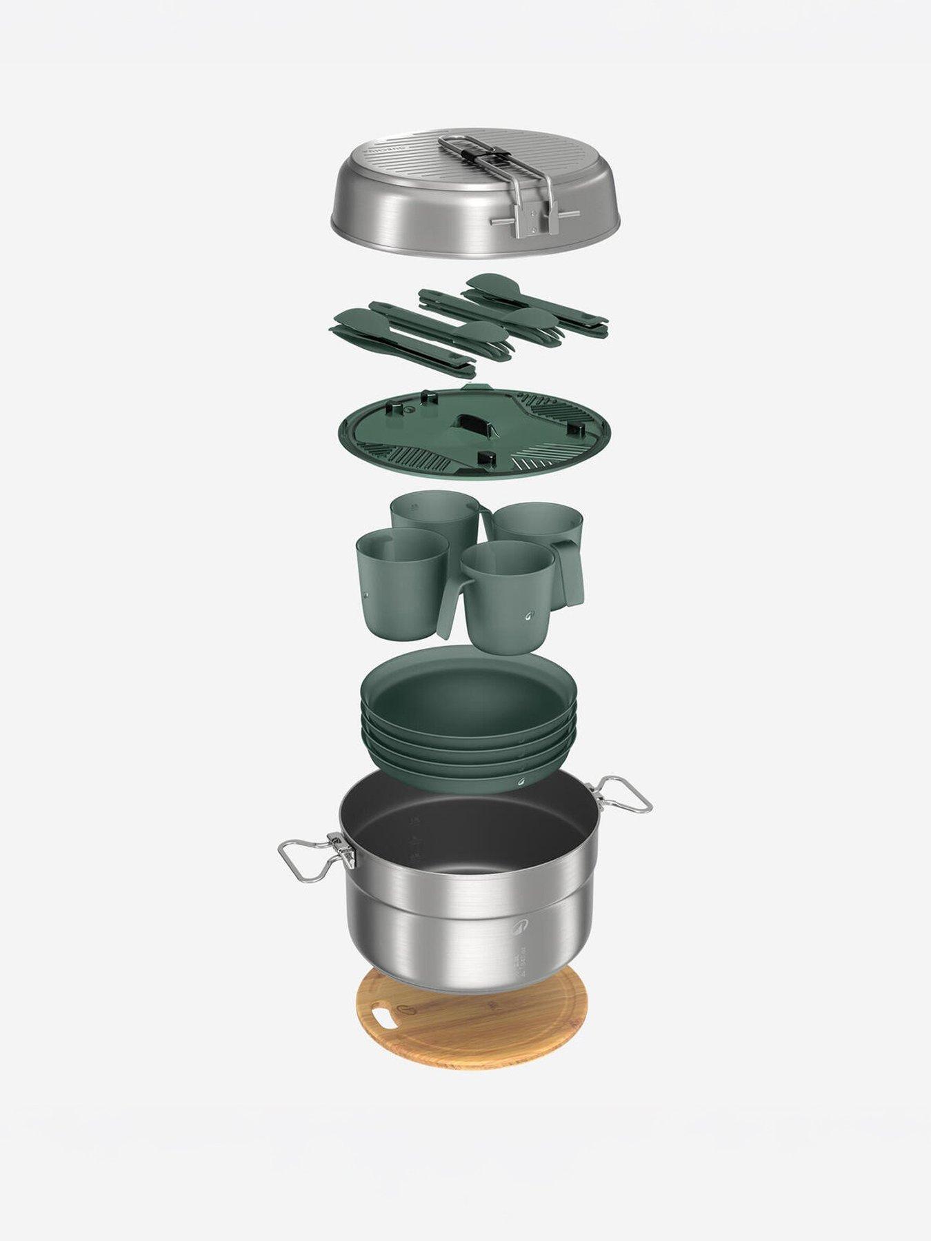 Decathlon Stainless Steel Non-stick Camping Cookset 500 4 People 25 Items