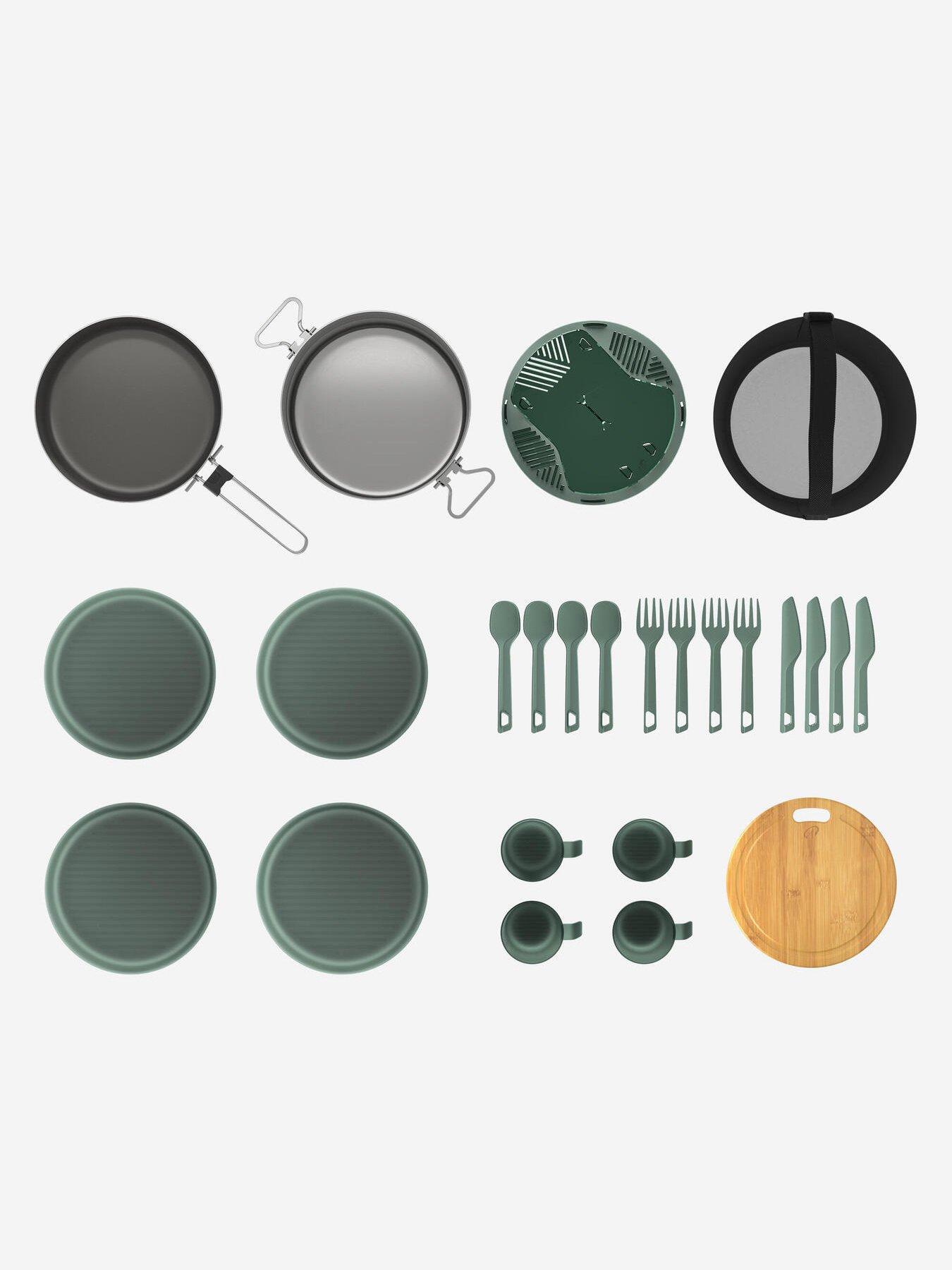 Image 2 of 7 of Decathlon Stainless Steel Non-stick Camping Cookset 500 4 People 25 Items