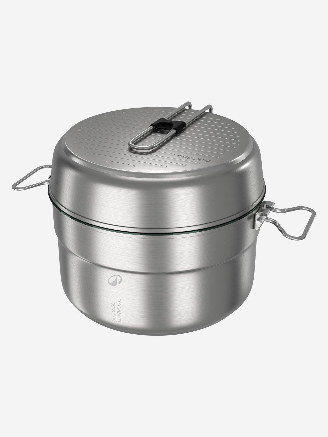 Image 3 of 7 of Decathlon Stainless Steel Non-stick Camping Cookset 500 4 People 25 Items