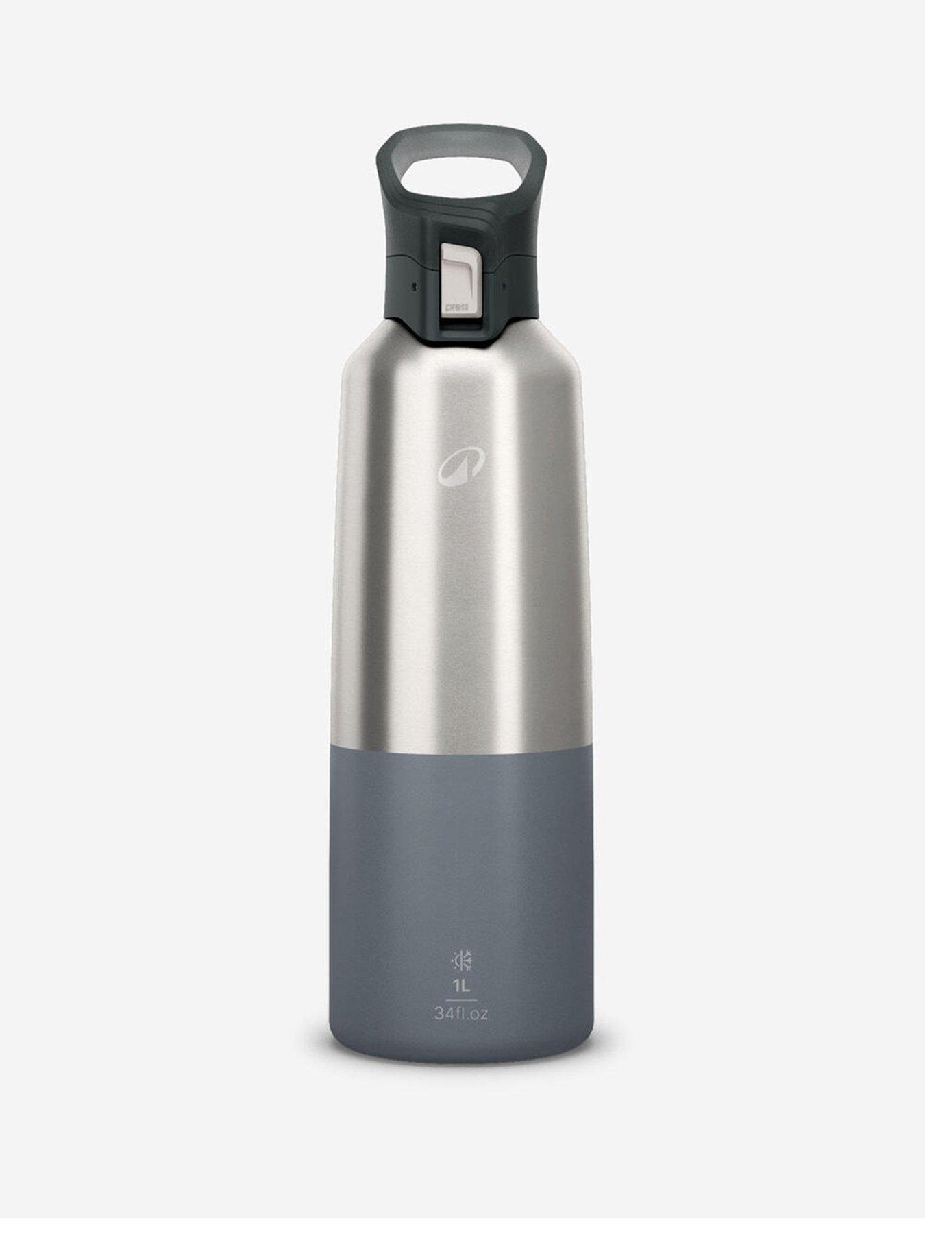 Decathlon 1L insulated stainless steel flask 900 with quick-release cap for hiking - Grey