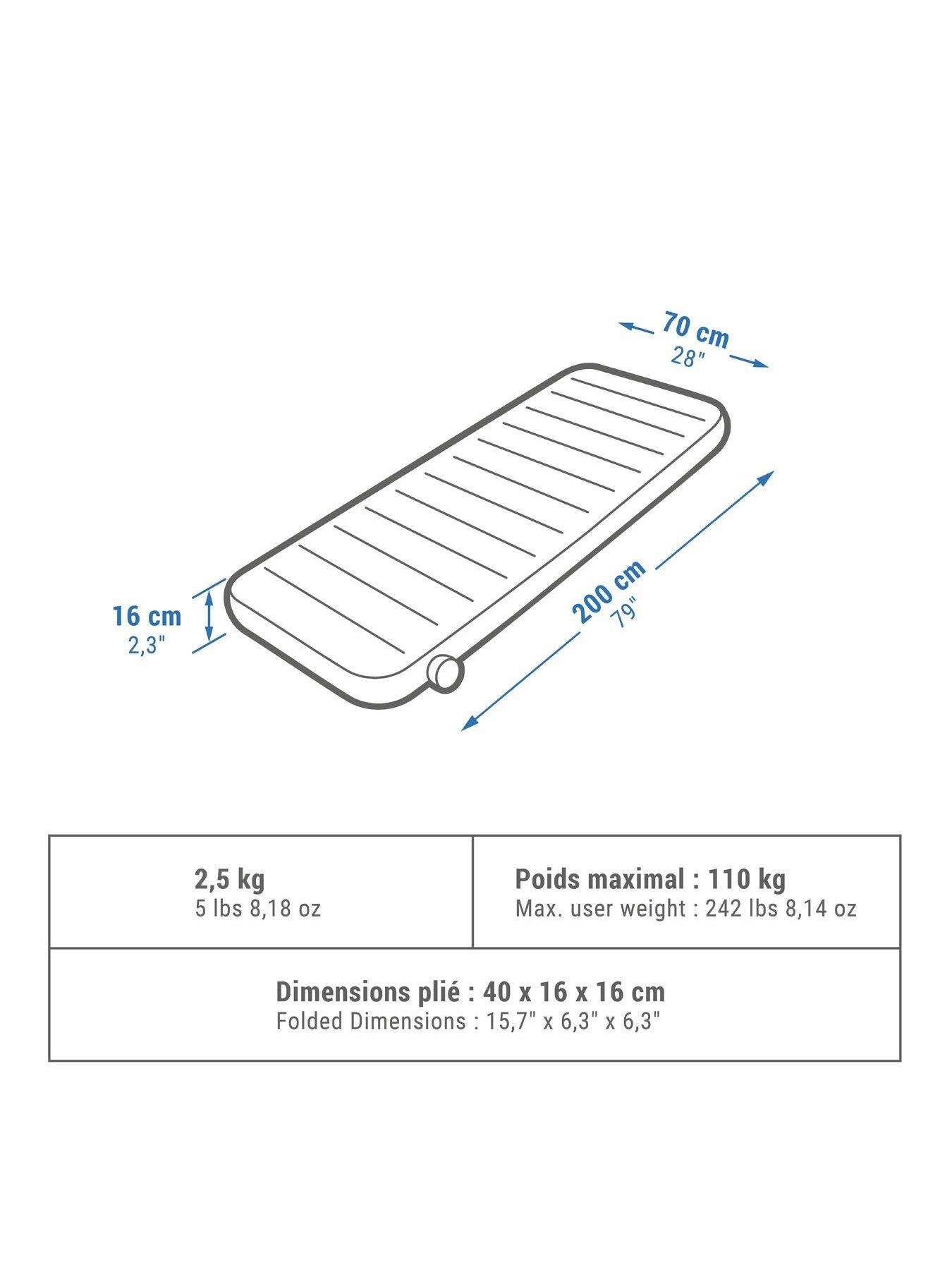 Image 6 of 6 of Decathlon 1-person Inflatable Camping Mattress, Air Seconds Comfort 200 x 70 cm