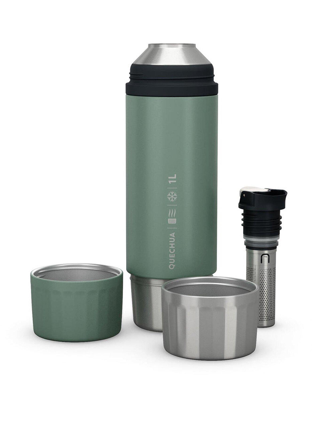 Decathlon MH900 1 L insulated stainless steel bottle with tea filter, for hiking and camping