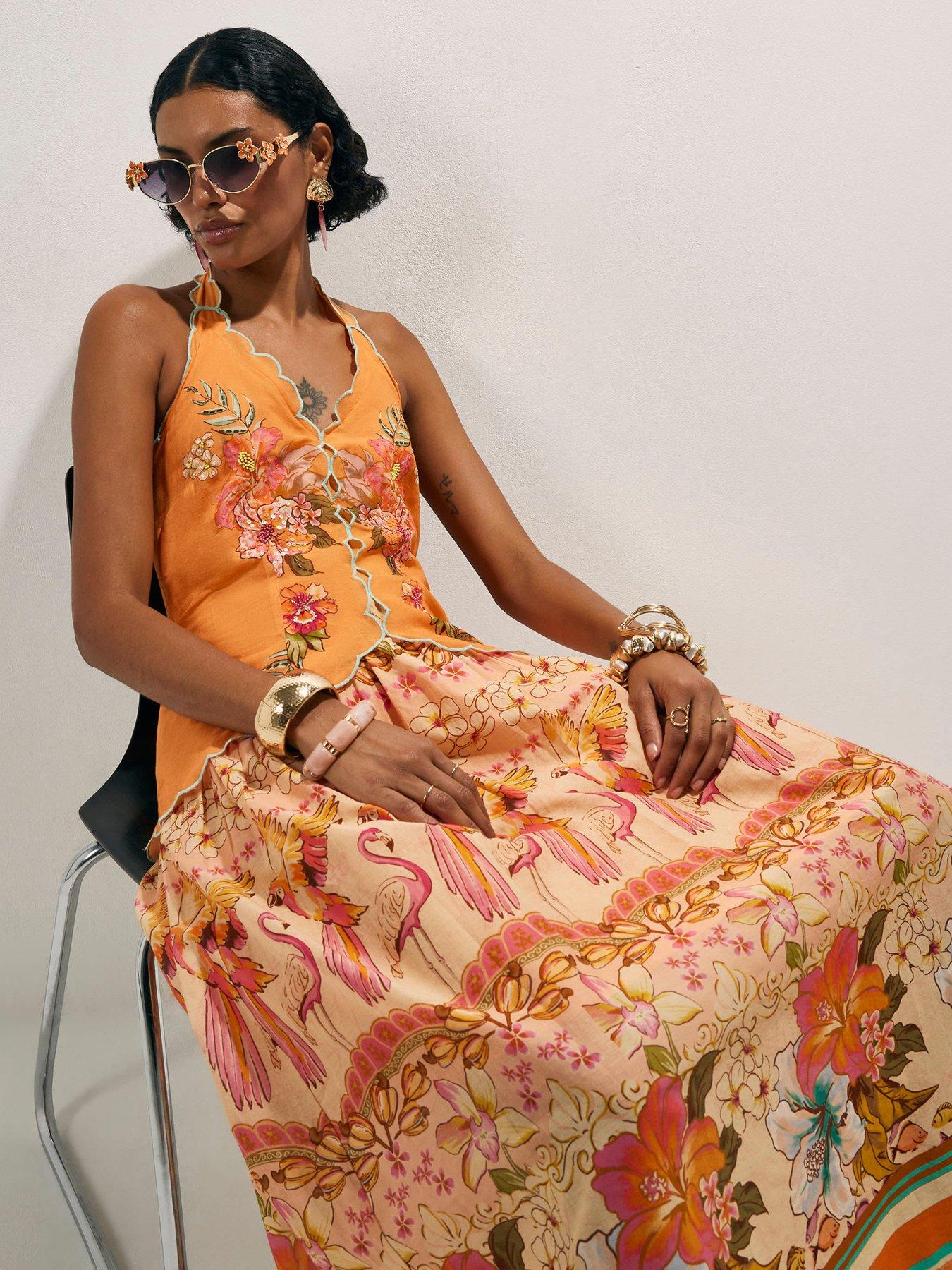 River Island Peplum Print Maxi Dress - Pink