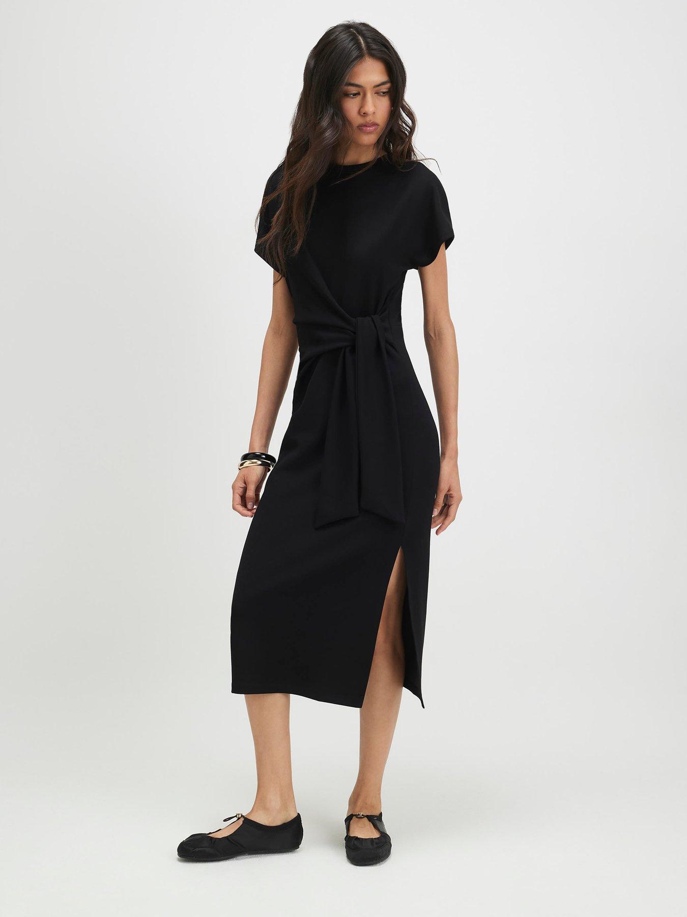 River Island Premium Tie Side Midi Dress - Black