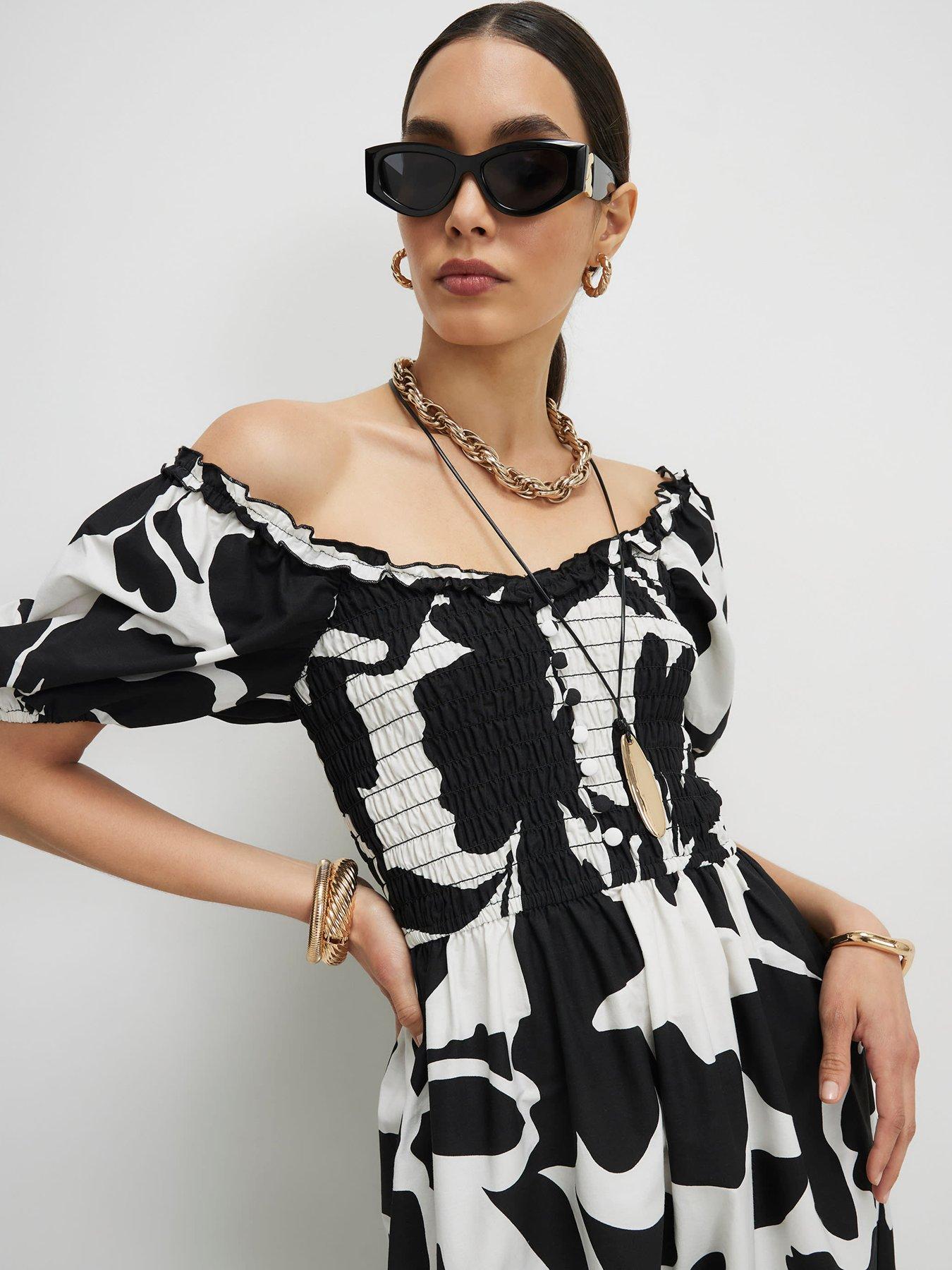 river island white and black dress Buy River Island White Polka Dot Shirred Midi Dress from Next USA