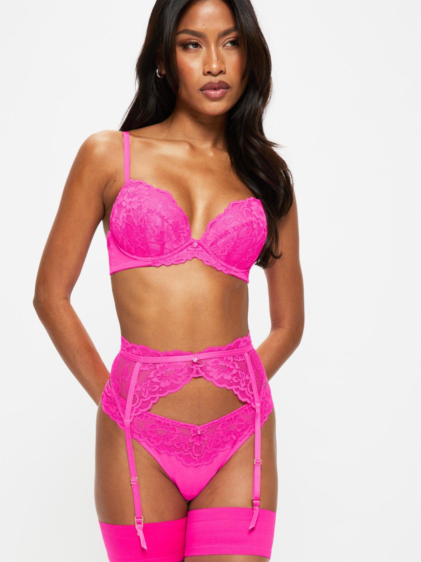 Ann Summers Sexy Lace Padded Plunge Bra, Bright Pink, Size 38Dd, Women