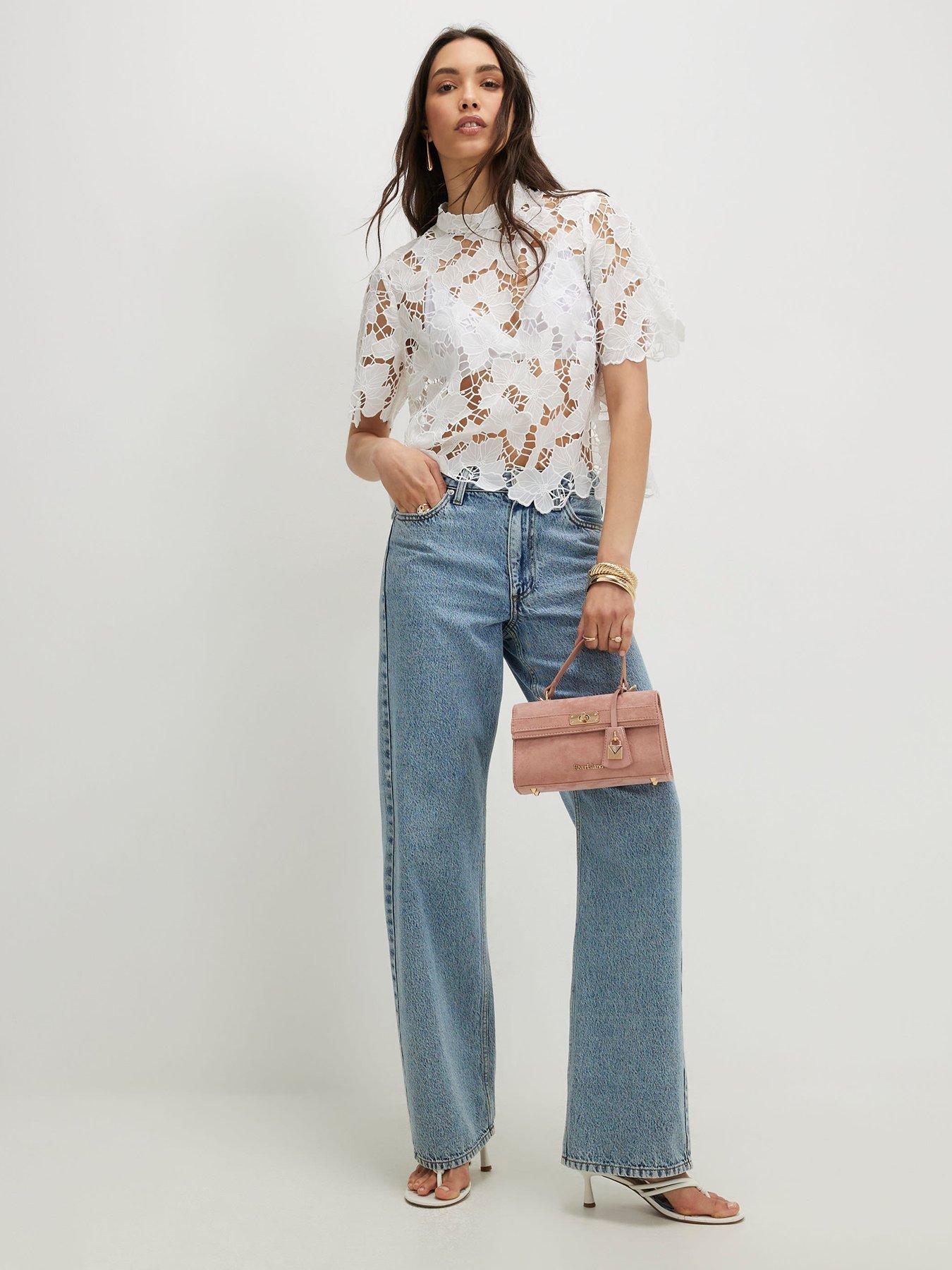 Image 3 of 4 of River Island Lace Short Sleeve Blouse