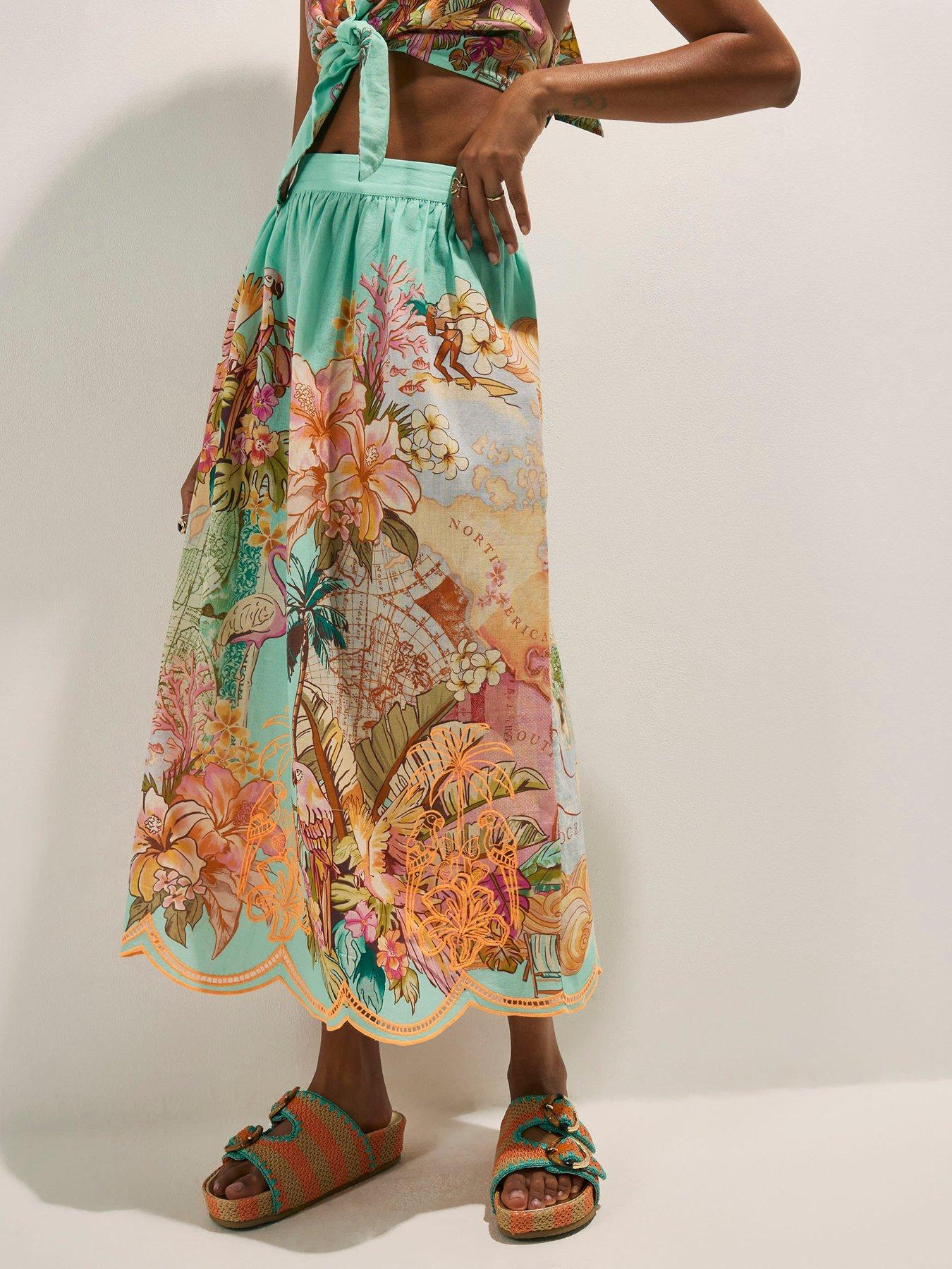 River Island Cutwork Midi Skirt