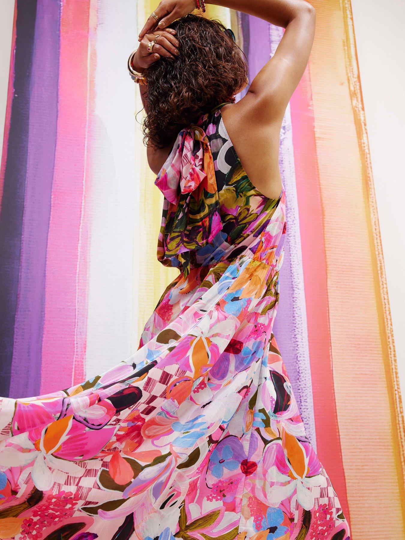 Image 4 of 4 of River Island Printed Halter Neck Midi Dress