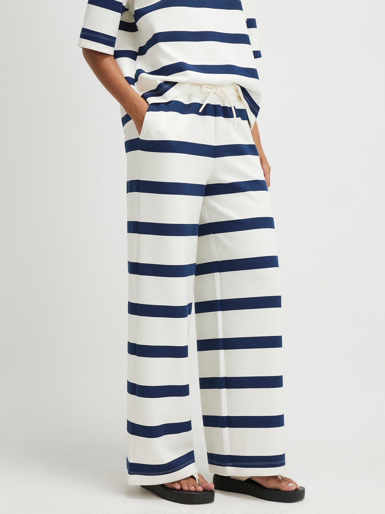 River Island Premium Striped Wide Leg Joggers