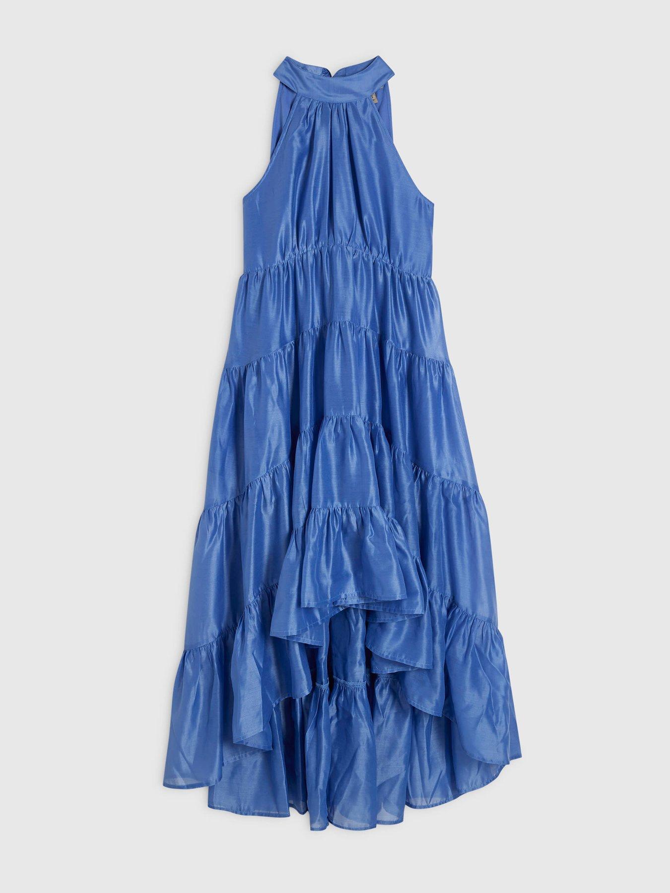 Image 1 of 1 of River Island Petite Halter Neck Tiered Maxi Dress