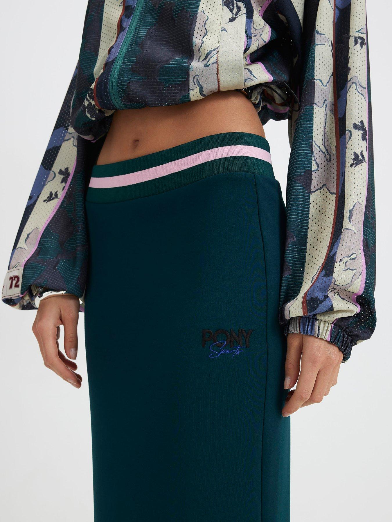 Image 4 of 4 of River Island Pony Tipped Maxi Skirt - Green