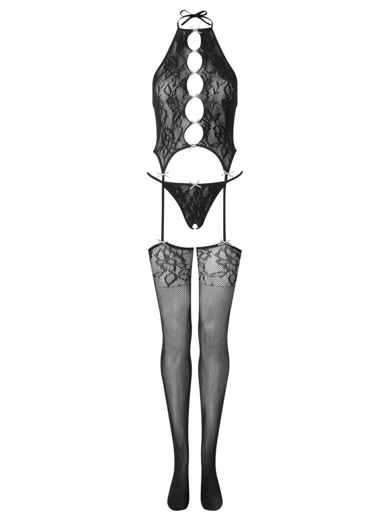 Image 4 of 4 of Ann Summers Flirty Affair Crotchless Fishnet Bodystocking 2 Piece Set