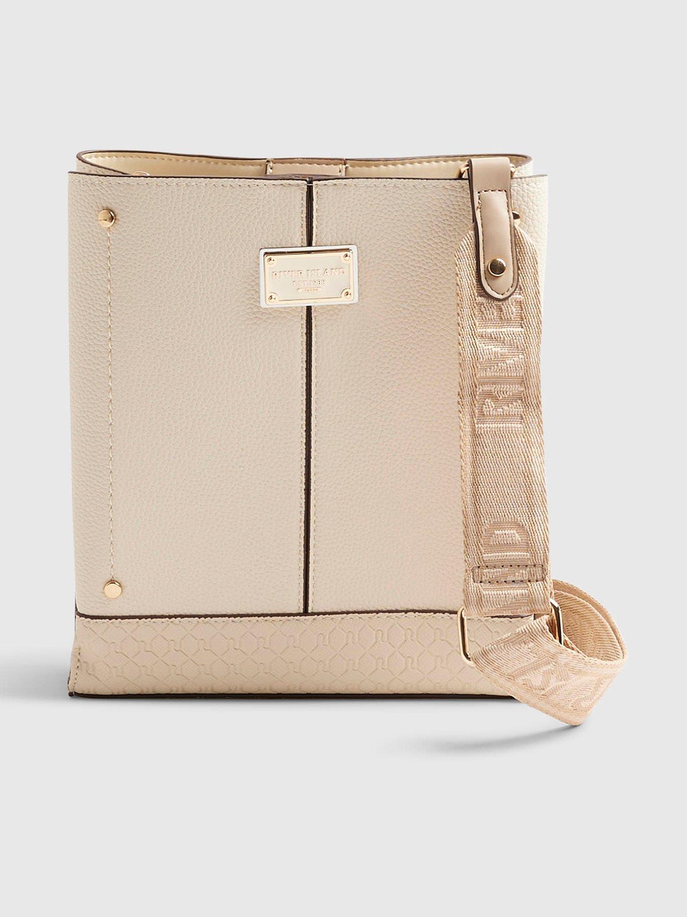 River Island Panelled Triple Compartment Bag - Cream
