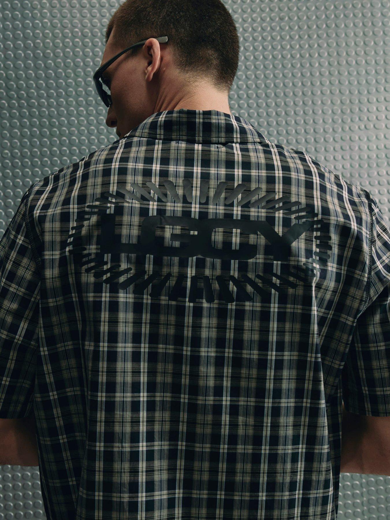 Image 2 of 4 of River Island Boxy Fit Cotton Check Lgcy Shirt - Black