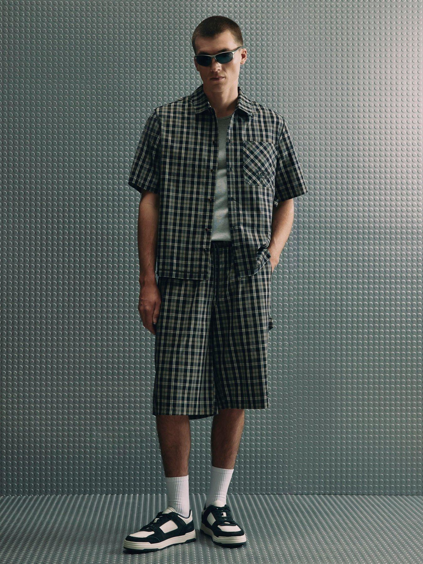 Image 3 of 4 of River Island Boxy Fit Cotton Check Lgcy Shirt - Black