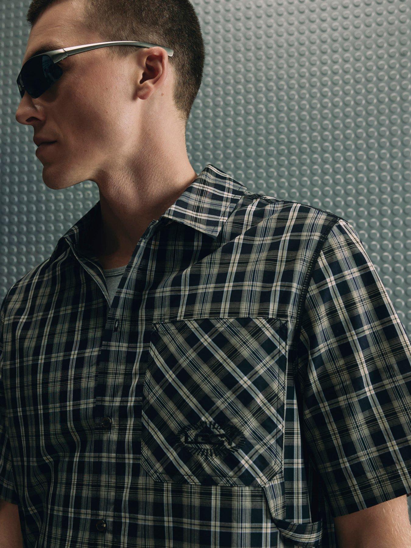 Image 4 of 4 of River Island Boxy Fit Cotton Check Lgcy Shirt - Black
