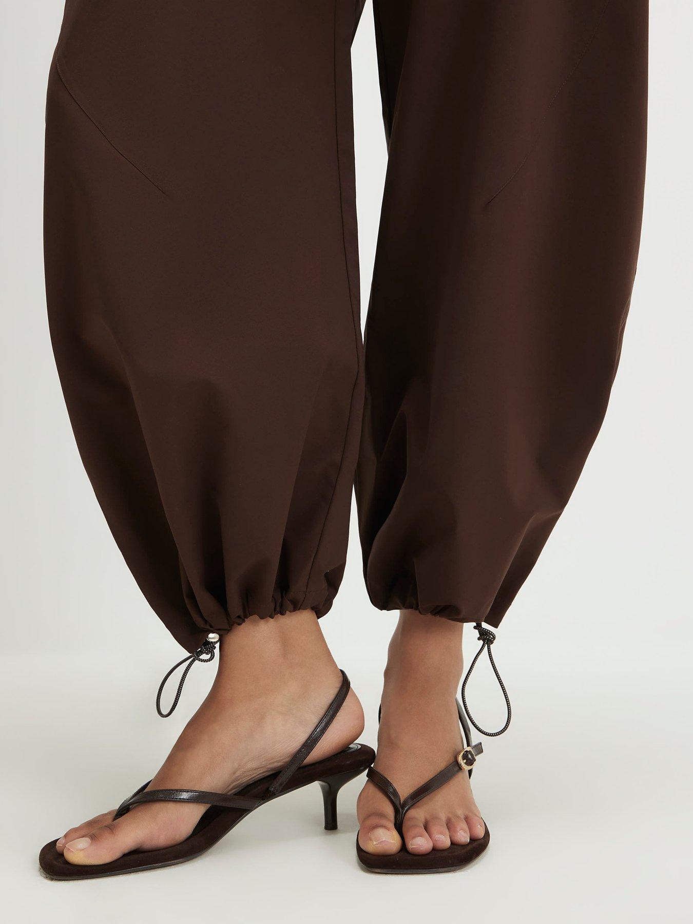 Image 4 of 4 of River Island Drawstring Cuff Balloon Leg Trousers - Brown