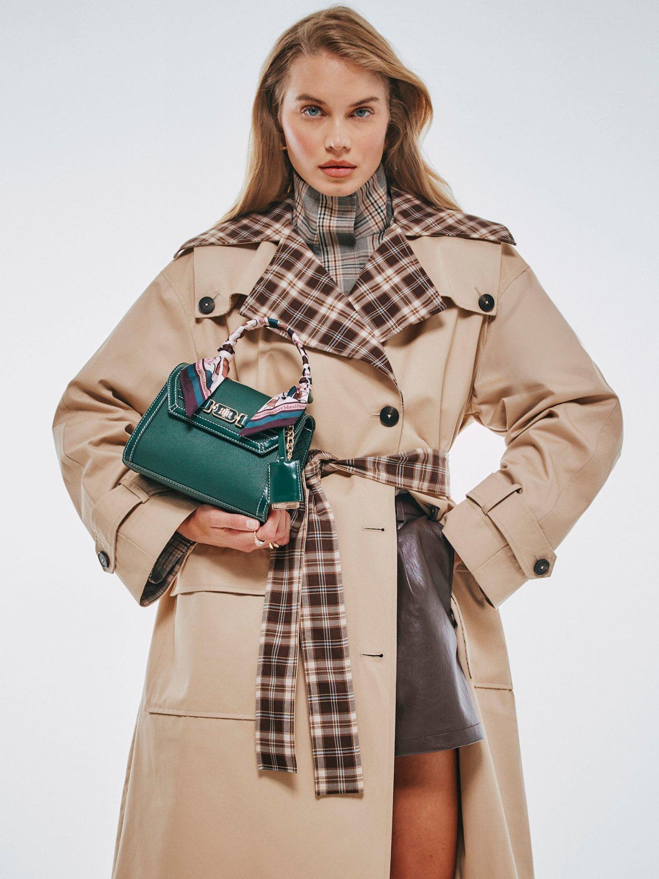River Island Mini Embossed Scarf Tote Crossbody Bag - Green