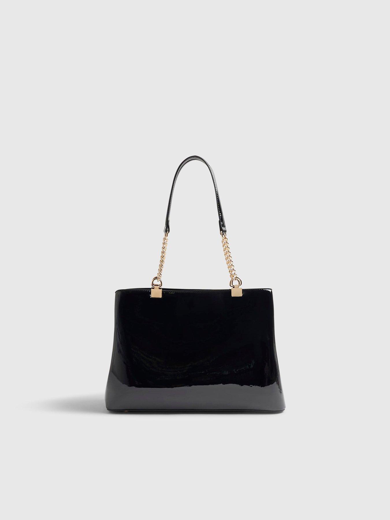 Image 2 of 4 of River Island Chain Handle Embossed Tote Bag - Black