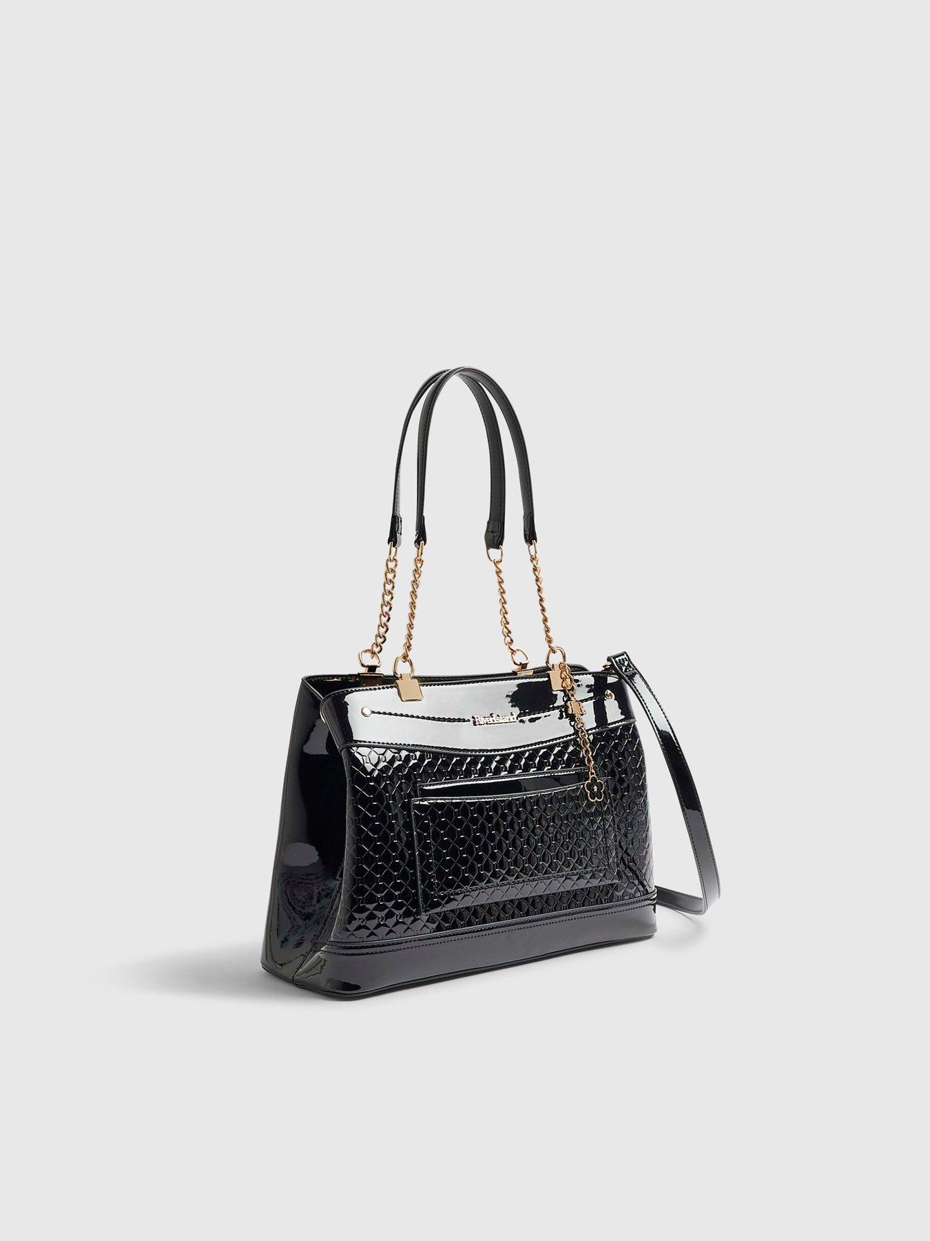 Image 3 of 4 of River Island Chain Handle Embossed Tote Bag - Black