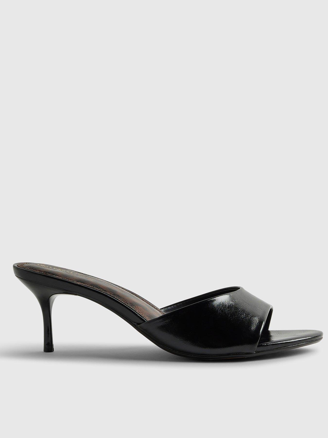 Image 2 of 5 of River Island Mule Heeled Sandals - Black