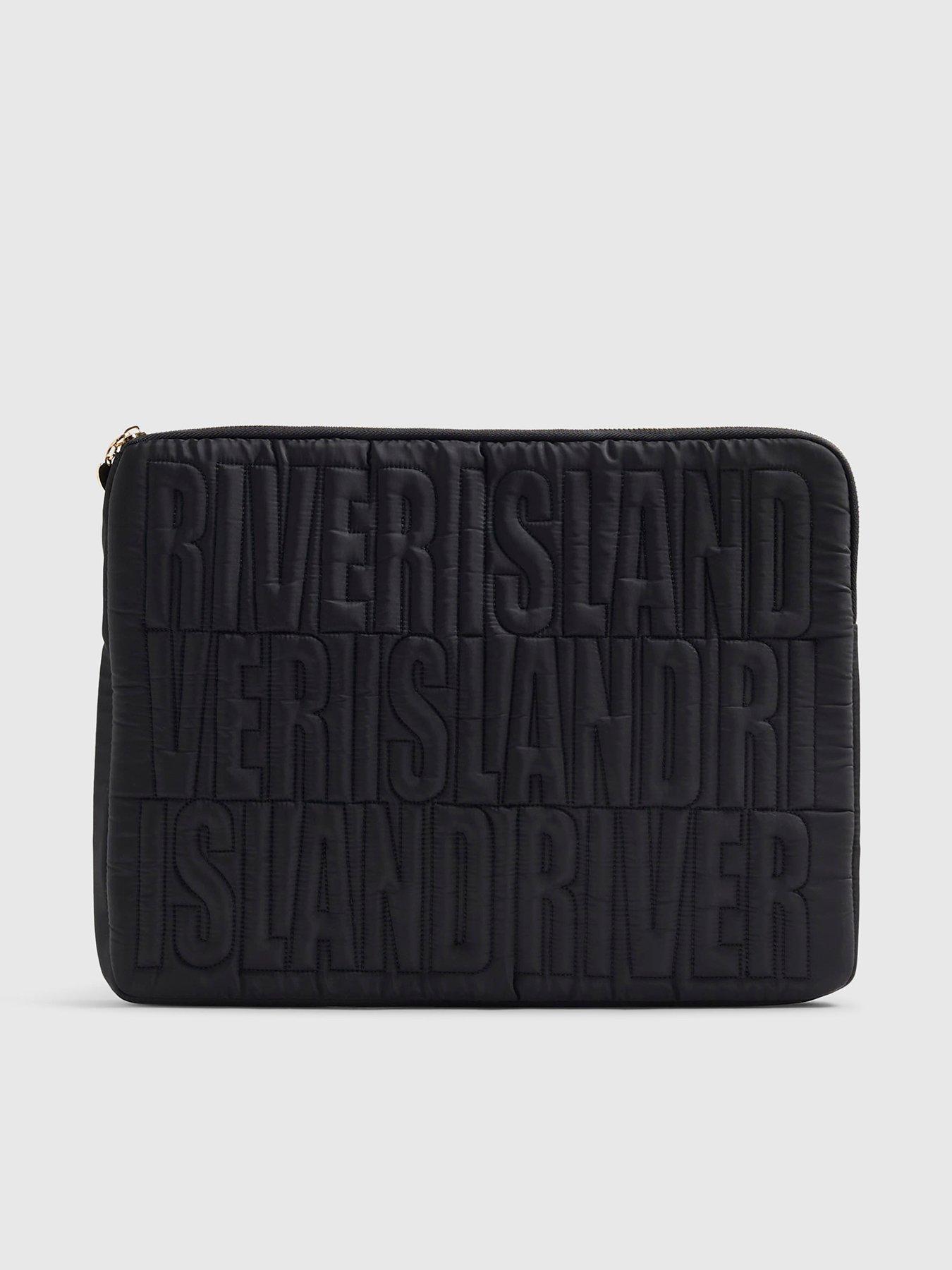 Image 1 of 5 of River Island Ri Quilted Laptop Case - Black