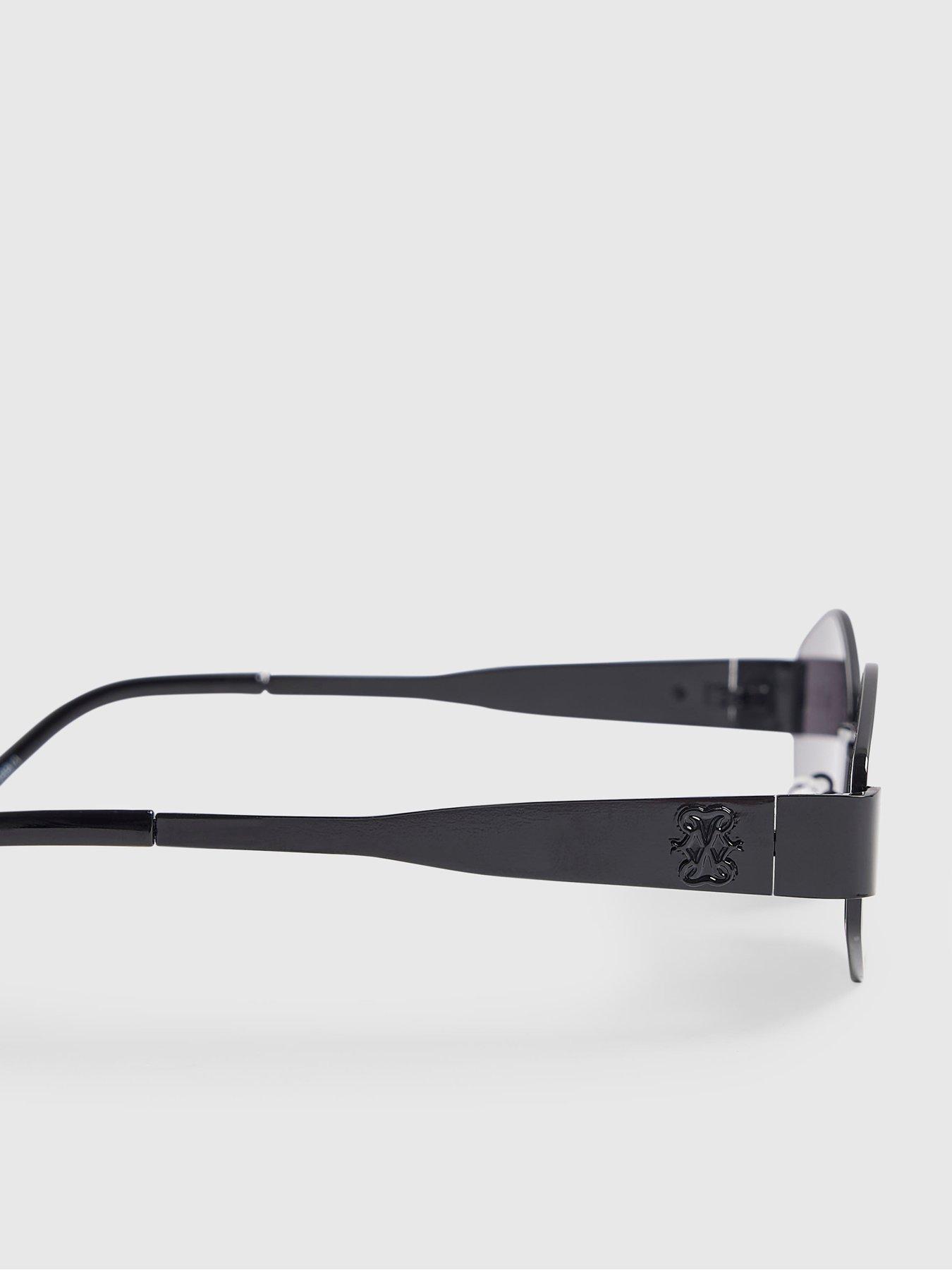 Image 4 of 4 of River Island Slim Hexagonal Sunglasses - Black