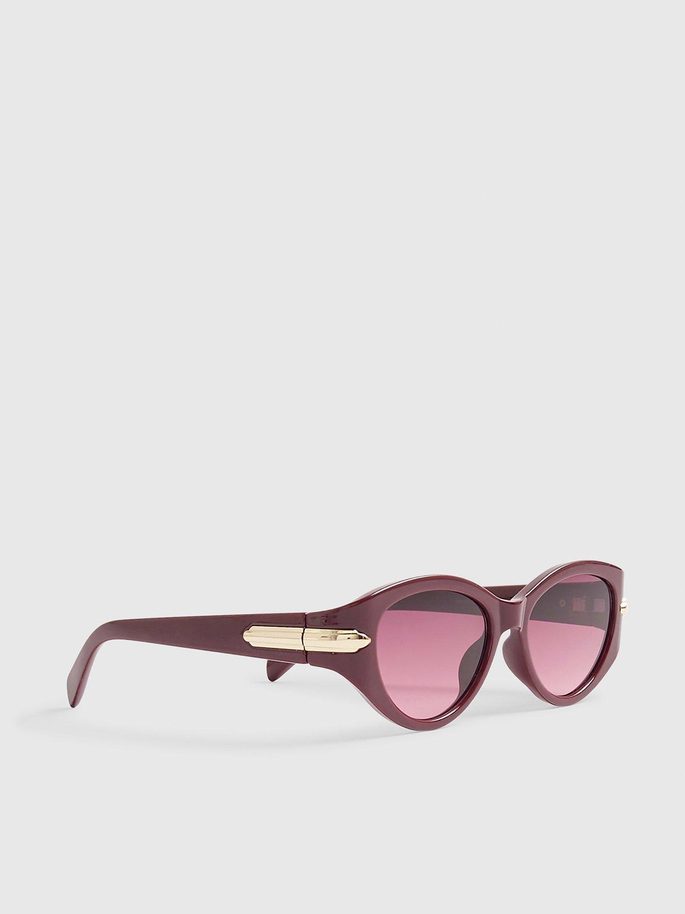River Island Cateye Slim Sunglasses - Red