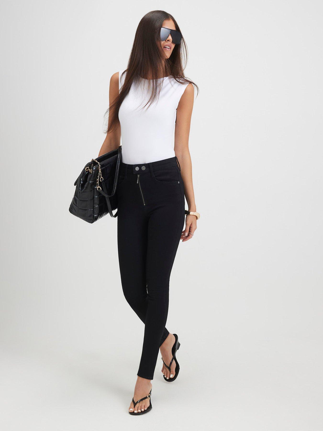 River Island Racer Waistband Skinny Jeans - Black