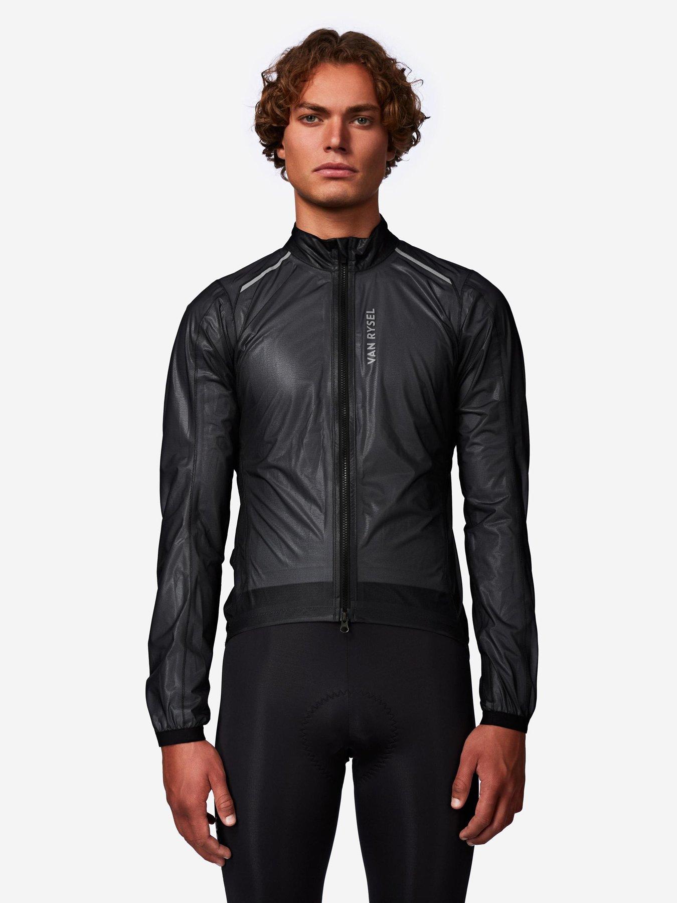 Image 1 of 6 of Decathlon Men's Road Cycling Long-Sleeved Rainproof Jacket RCR Ultralight-Black