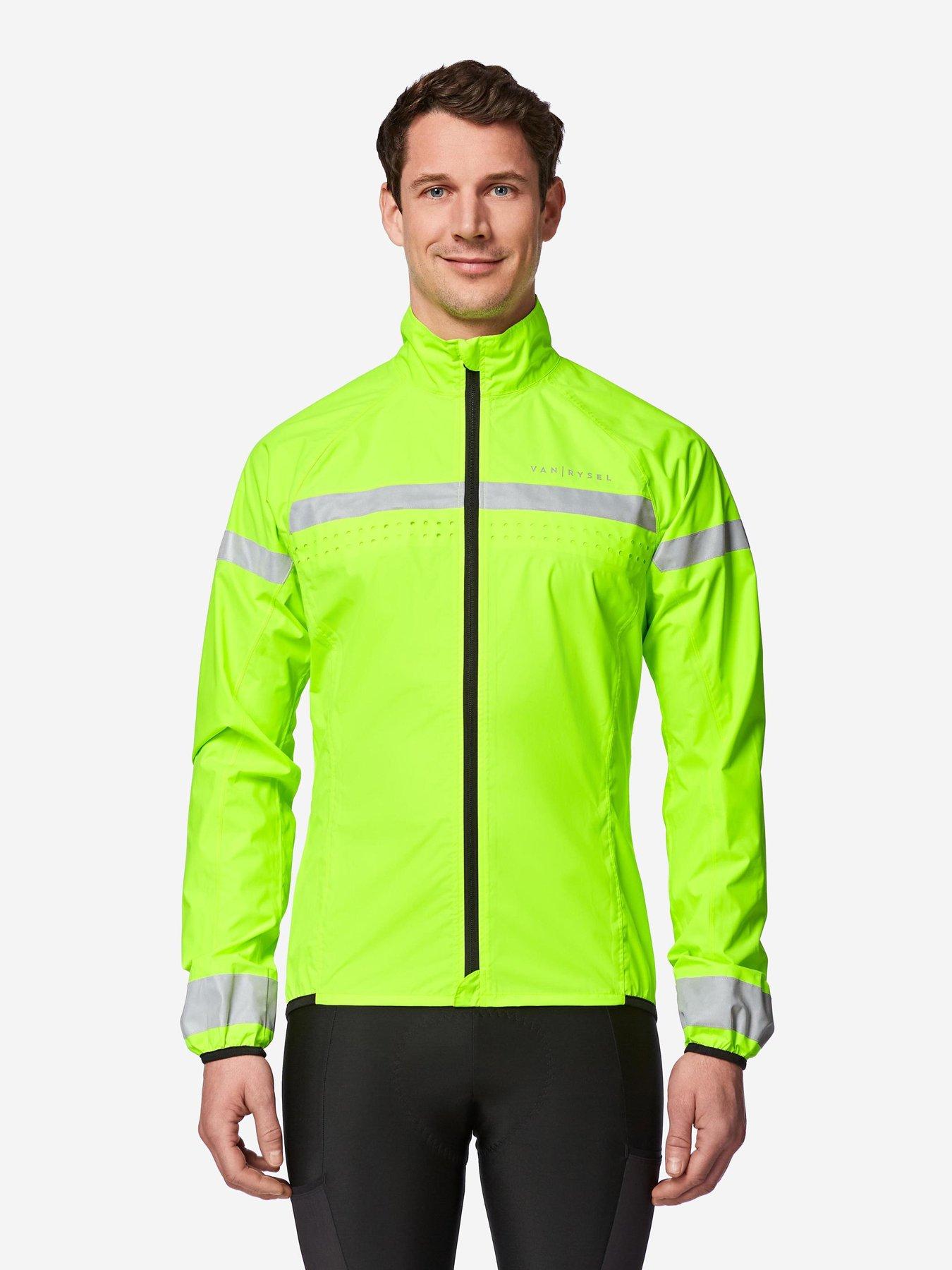 Decathlon Men's Long-Sleeved Showerproof Road Cycling Jacket RC 120 Visible EN17353