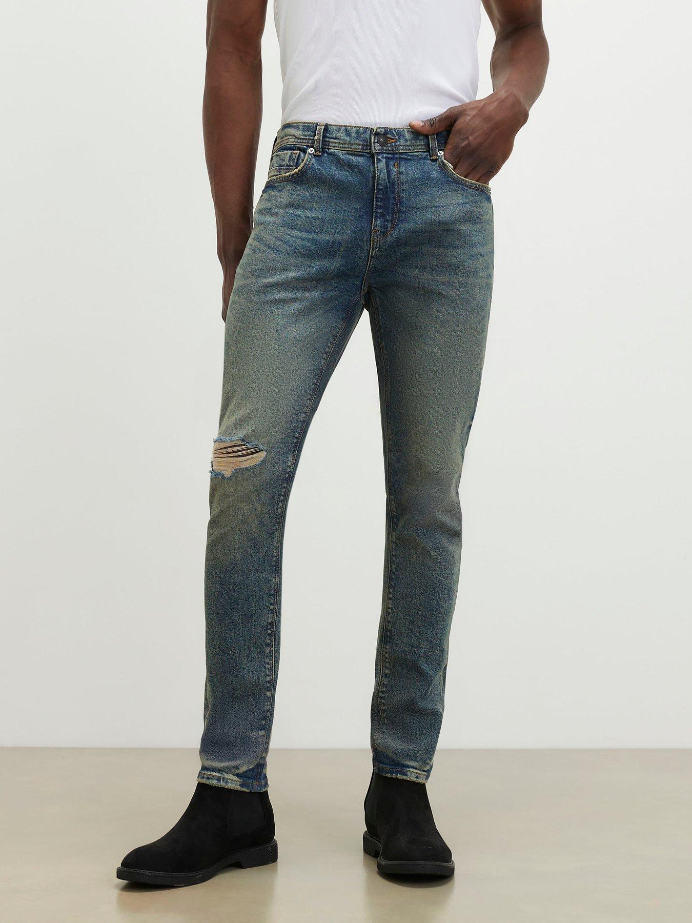 River Island Skinny Fit Ripped Jeans - Blue